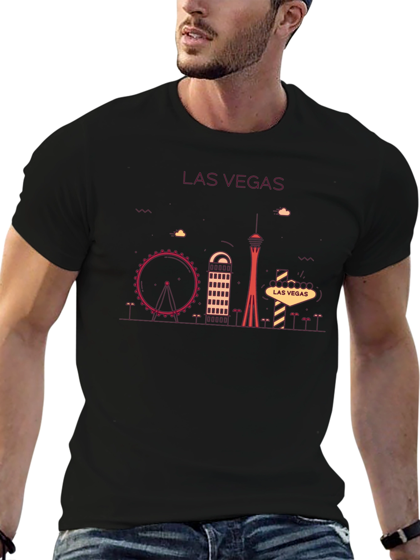 Las Vegas Skyline Graphic T-Shirt - Black