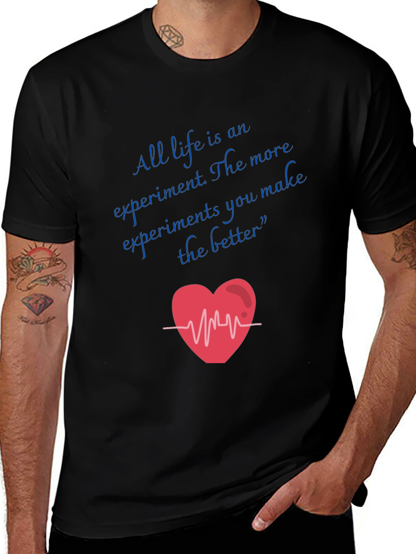 Life Experiment Heartbeat Graphic Tee - Black