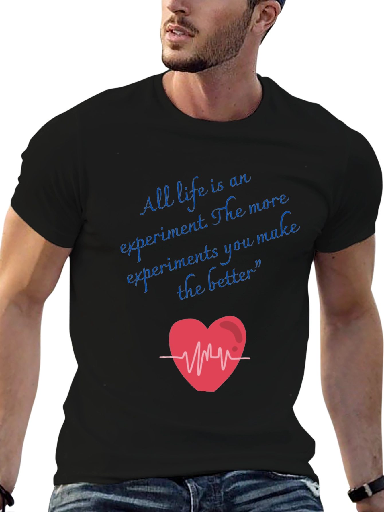 Life Experiment Heartbeat Graphic Tee - Black
