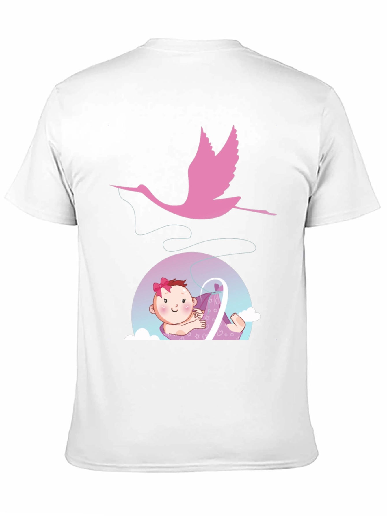 Cute Stork Delivering Baby T-Shirt - Black