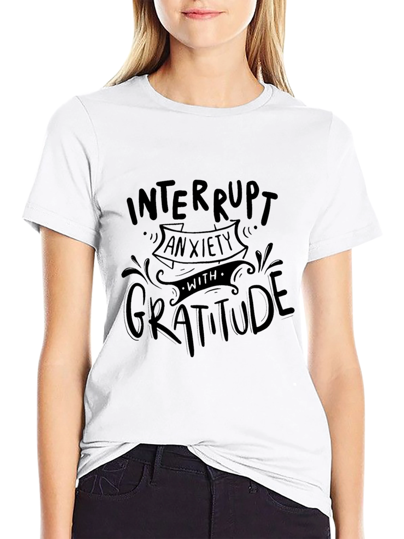 Interrupt Anxiety Gratitude Black T-Shirt