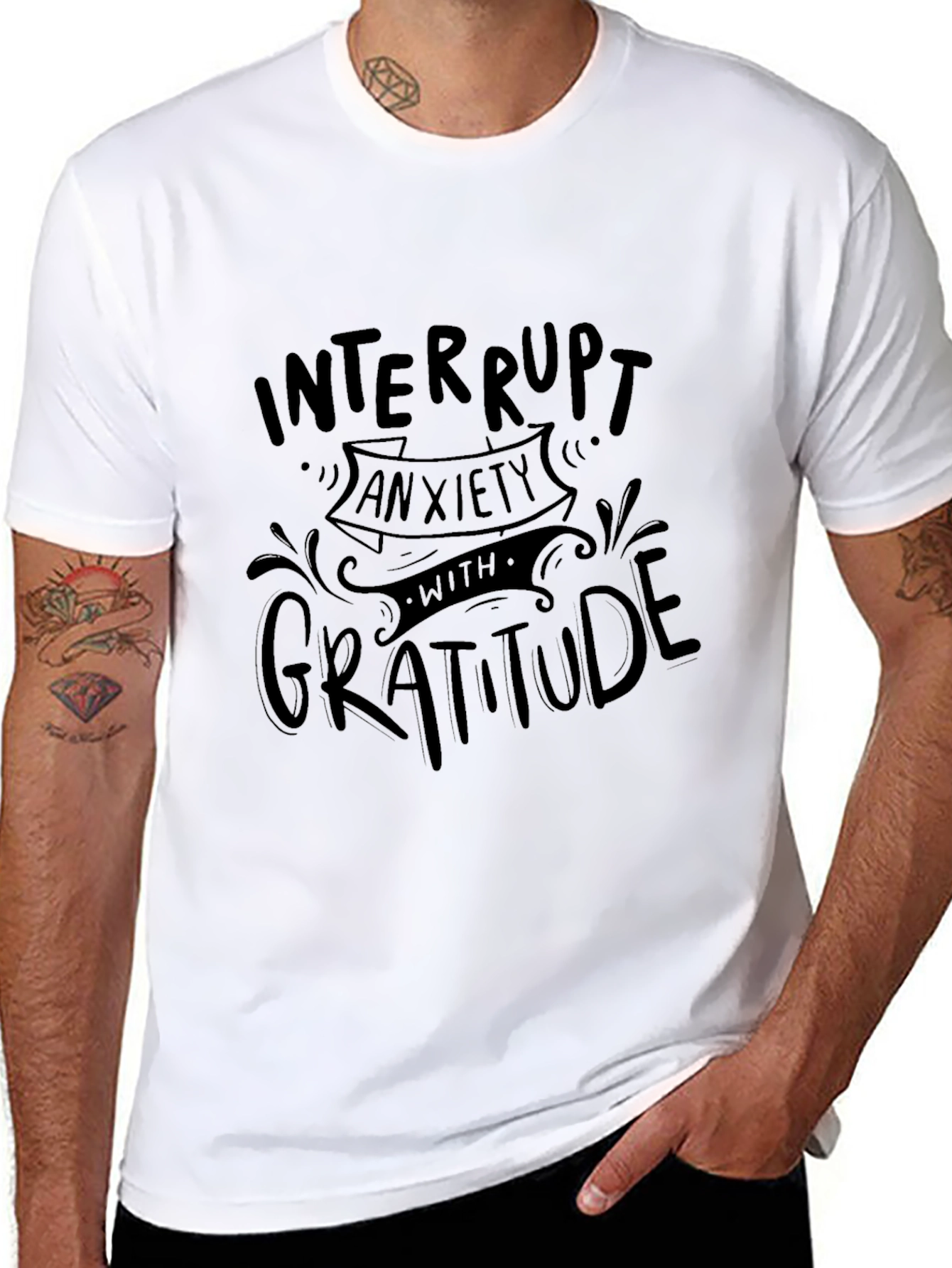 Interrupt Anxiety Gratitude Black T-Shirt