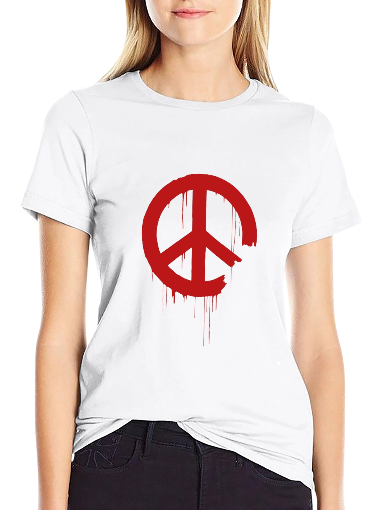 Distressed Peace Sign Graphic T-Shirt