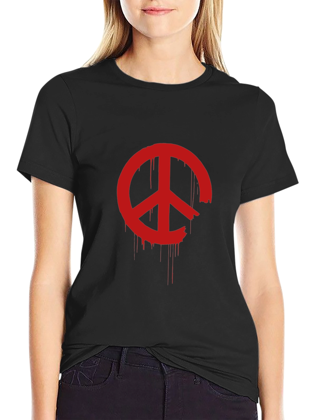 Distressed Peace Sign Graphic T-Shirt