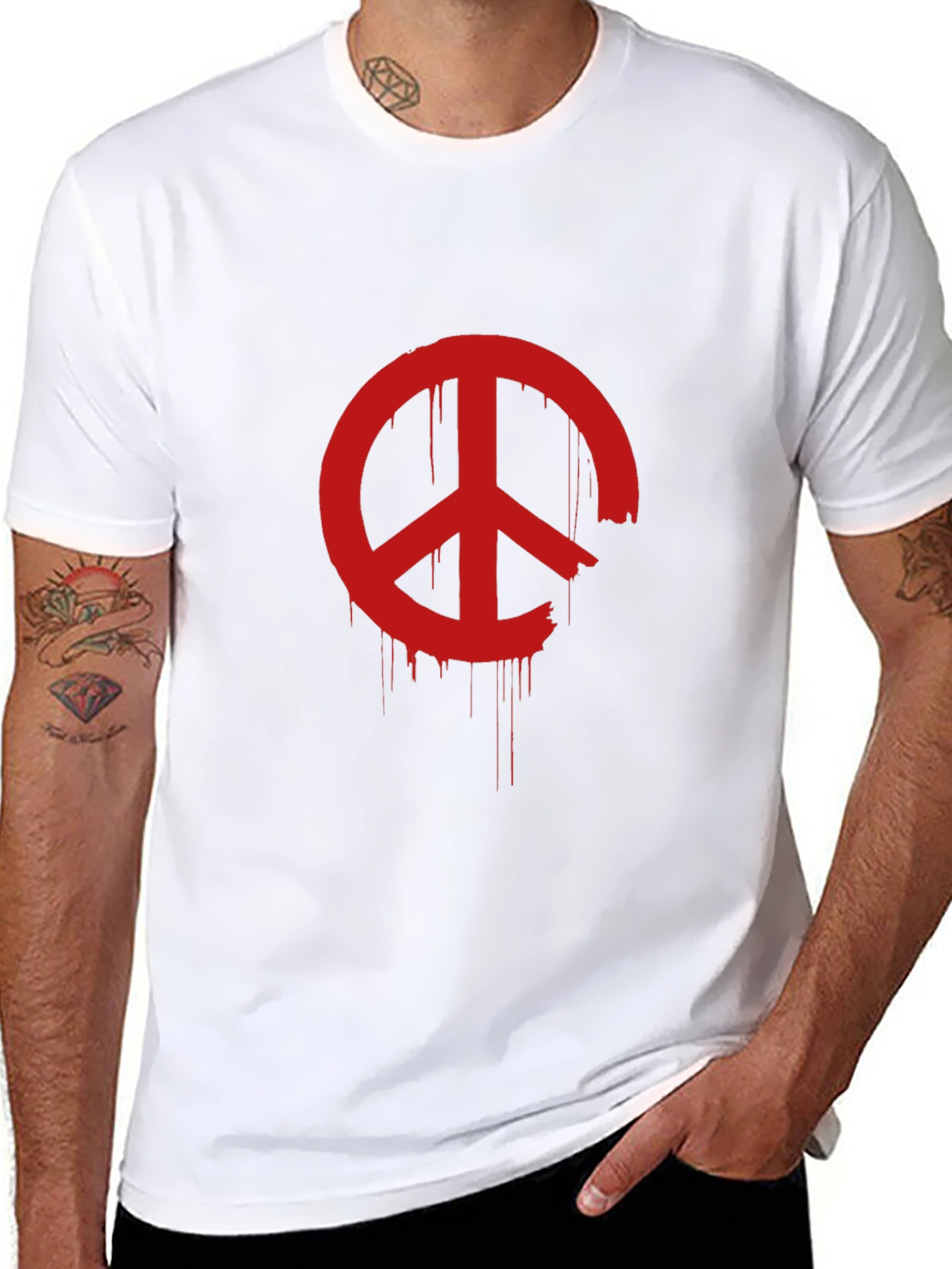 Distressed Peace Sign Graphic T-Shirt
