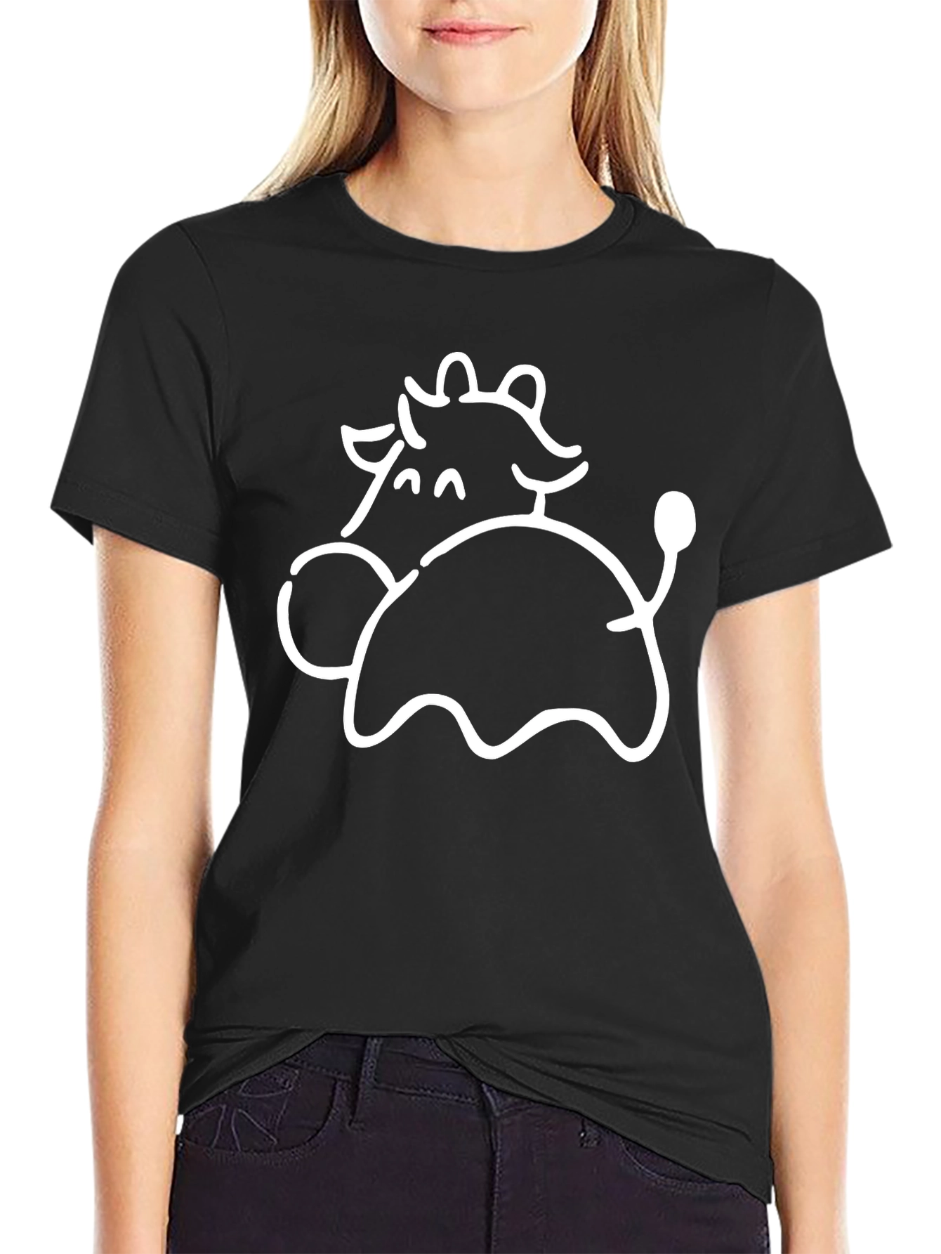 Cute Cow Graphic Black T-Shirt