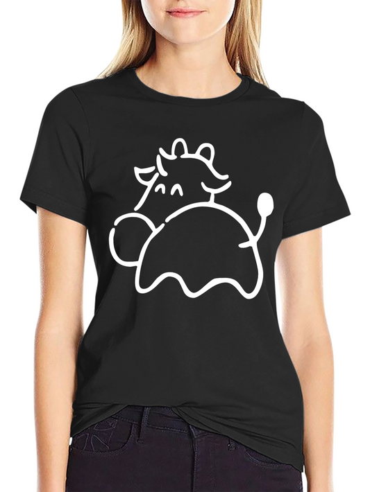 Cute Cow Graphic Black T-Shirt