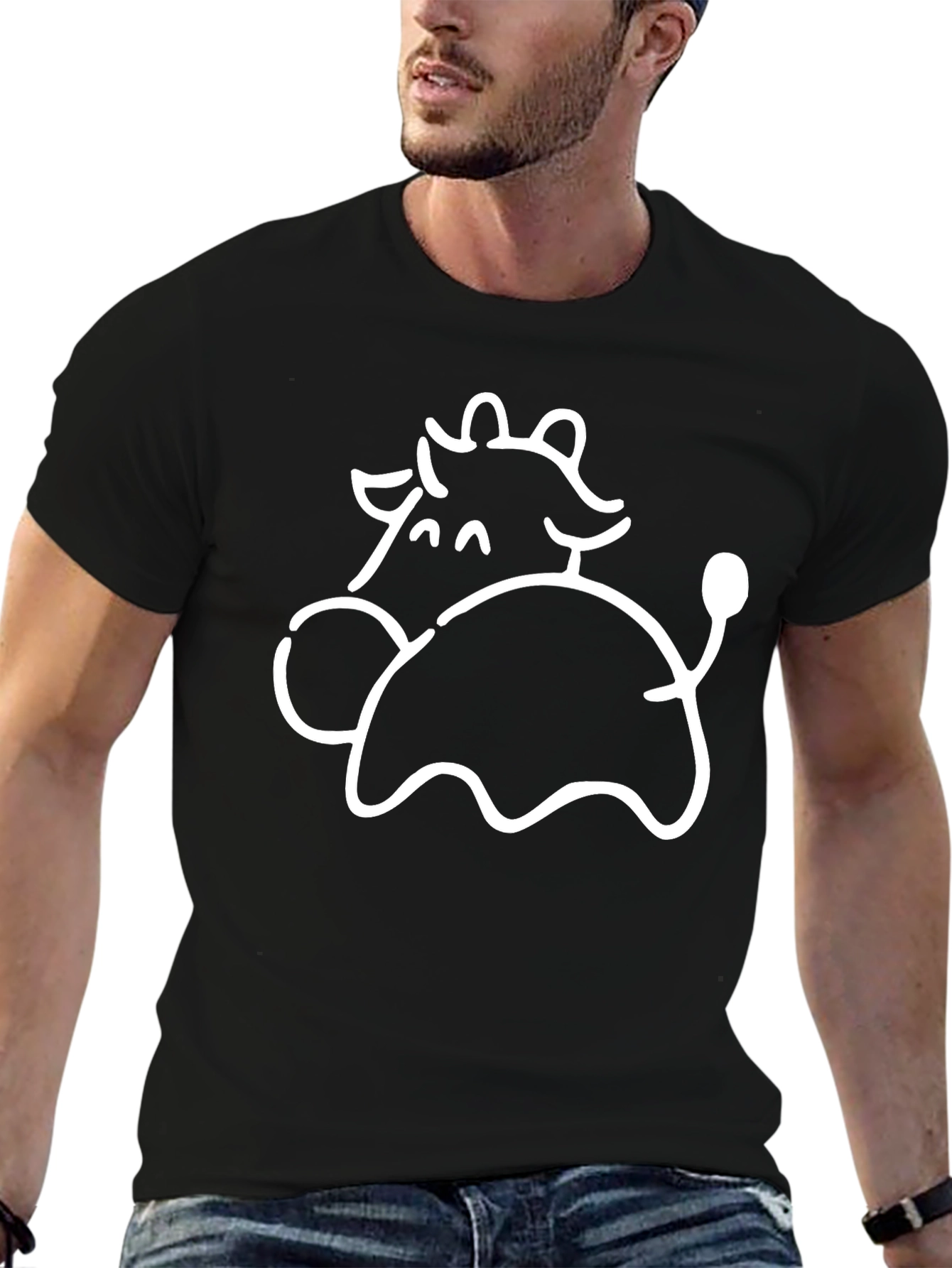 Cute Cow Graphic Black T-Shirt