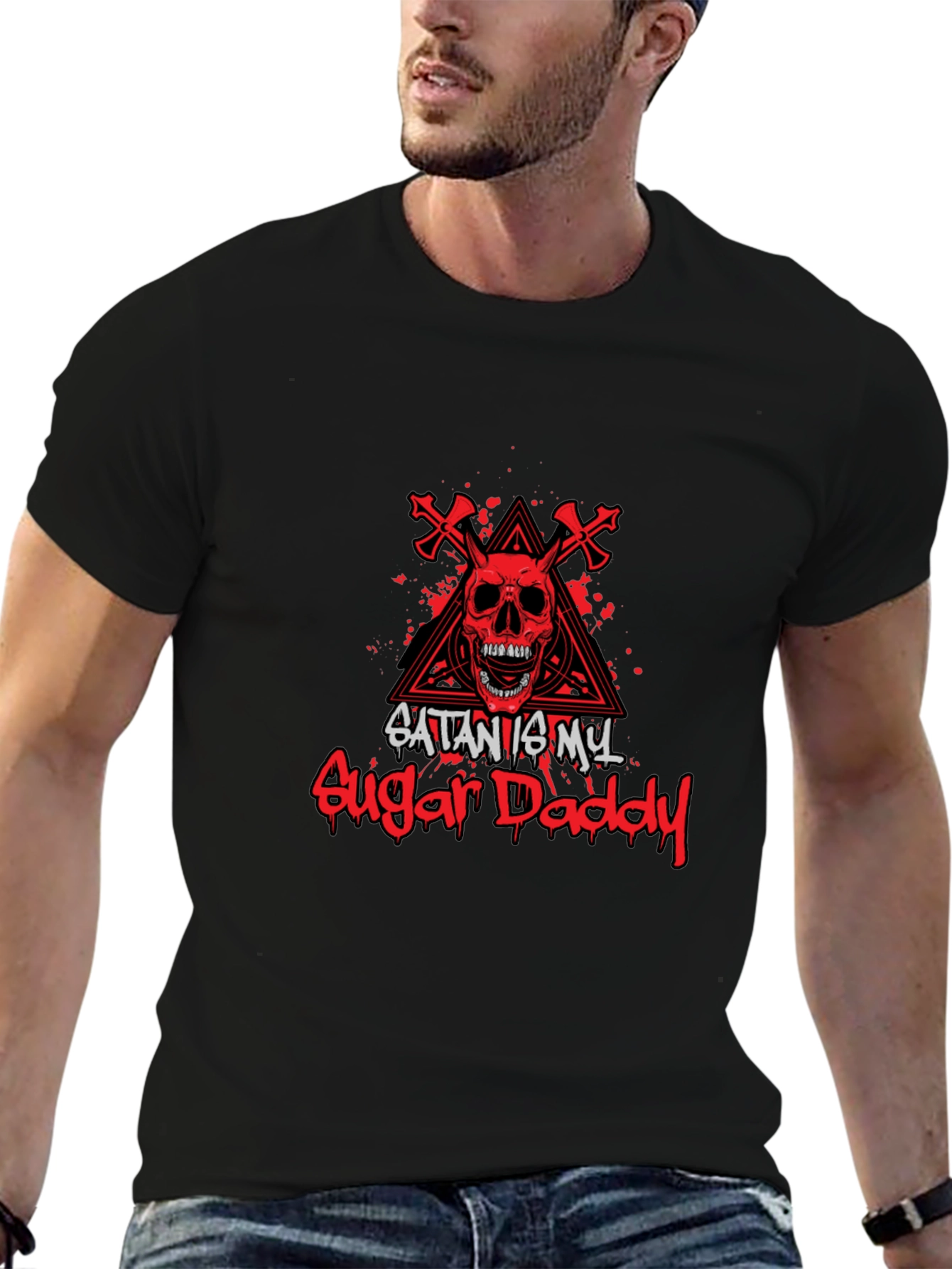 Satan is My Sugar Daddy Black Graphic Tee