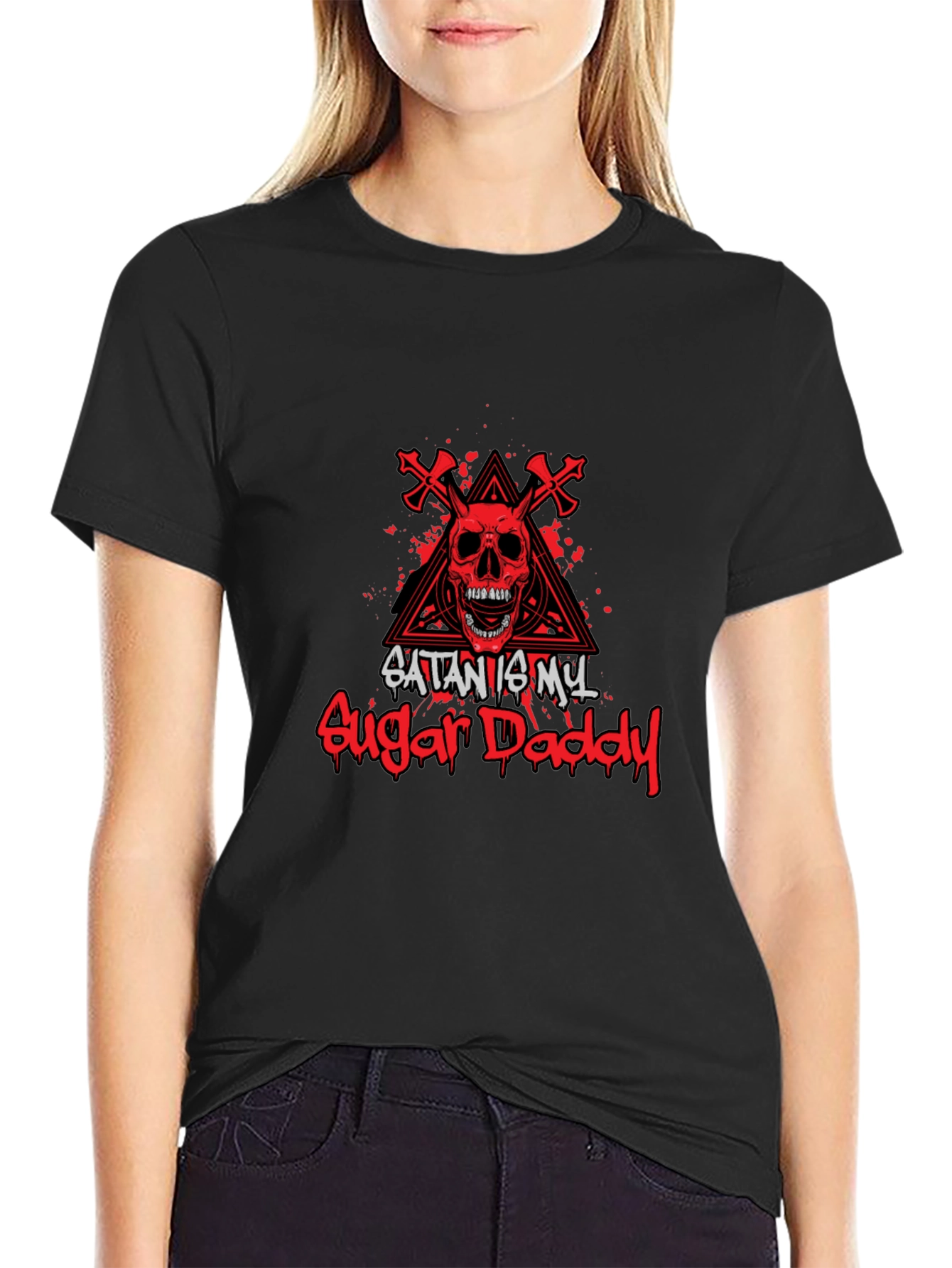 Satan is My Sugar Daddy Black Graphic Tee