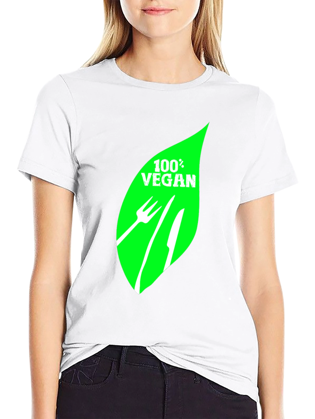 100% Vegan T-Shirt - Black Leaf Graphic