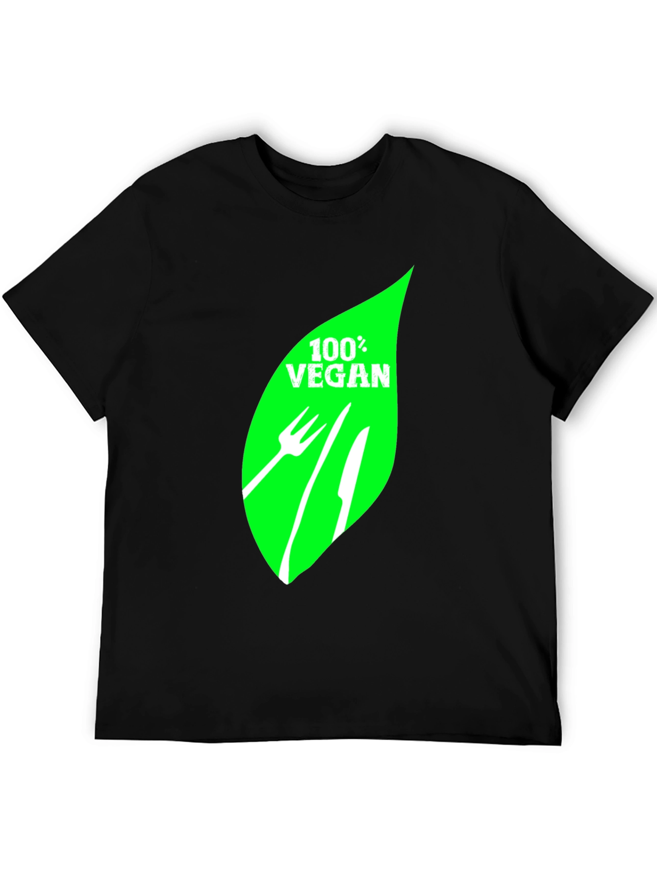 100% Vegan T-Shirt - Black Leaf Graphic
