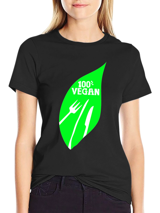 100% Vegan T-Shirt - Black Leaf Graphic