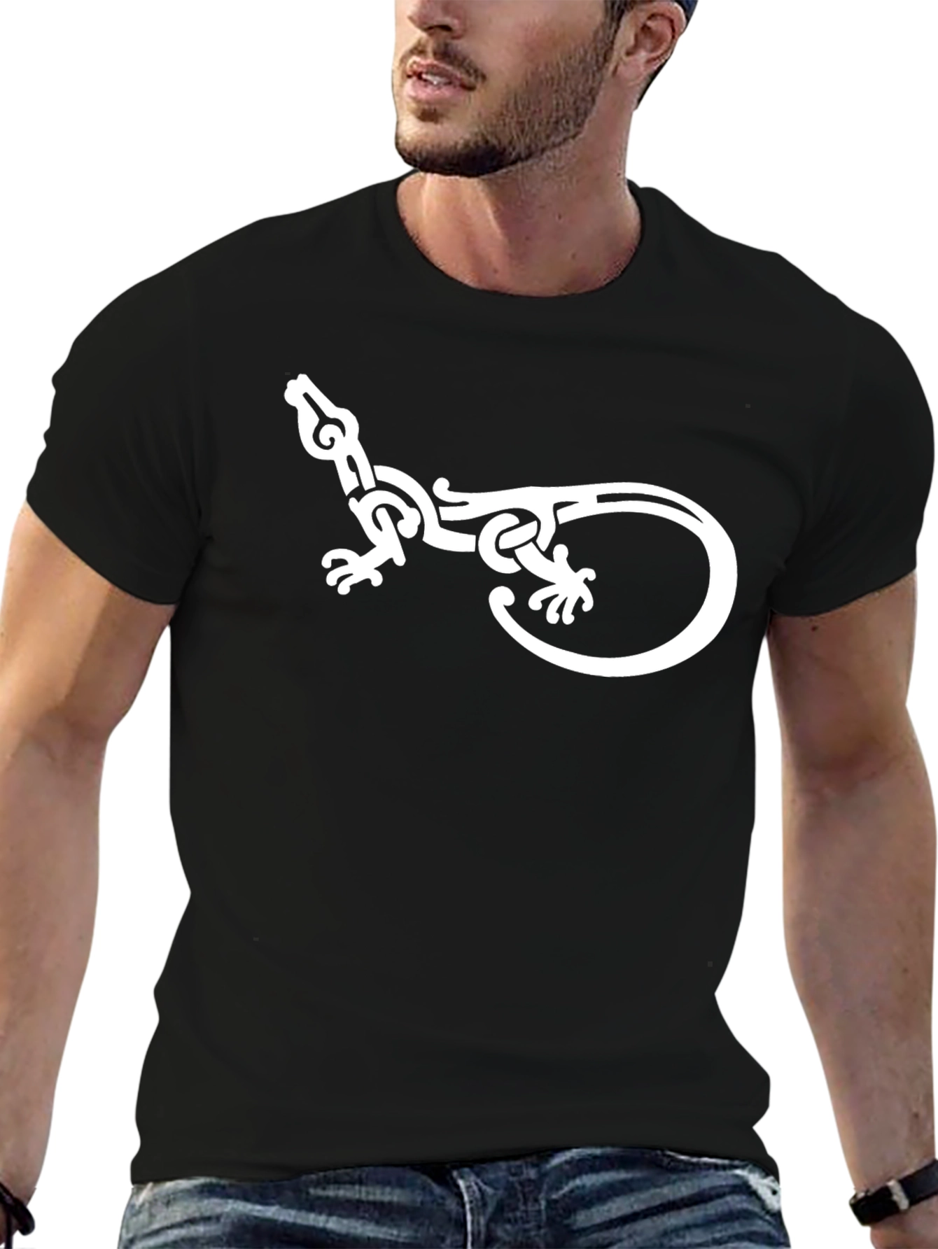 Lizard Graphic Tee - Black Crew Neck T-Shirt