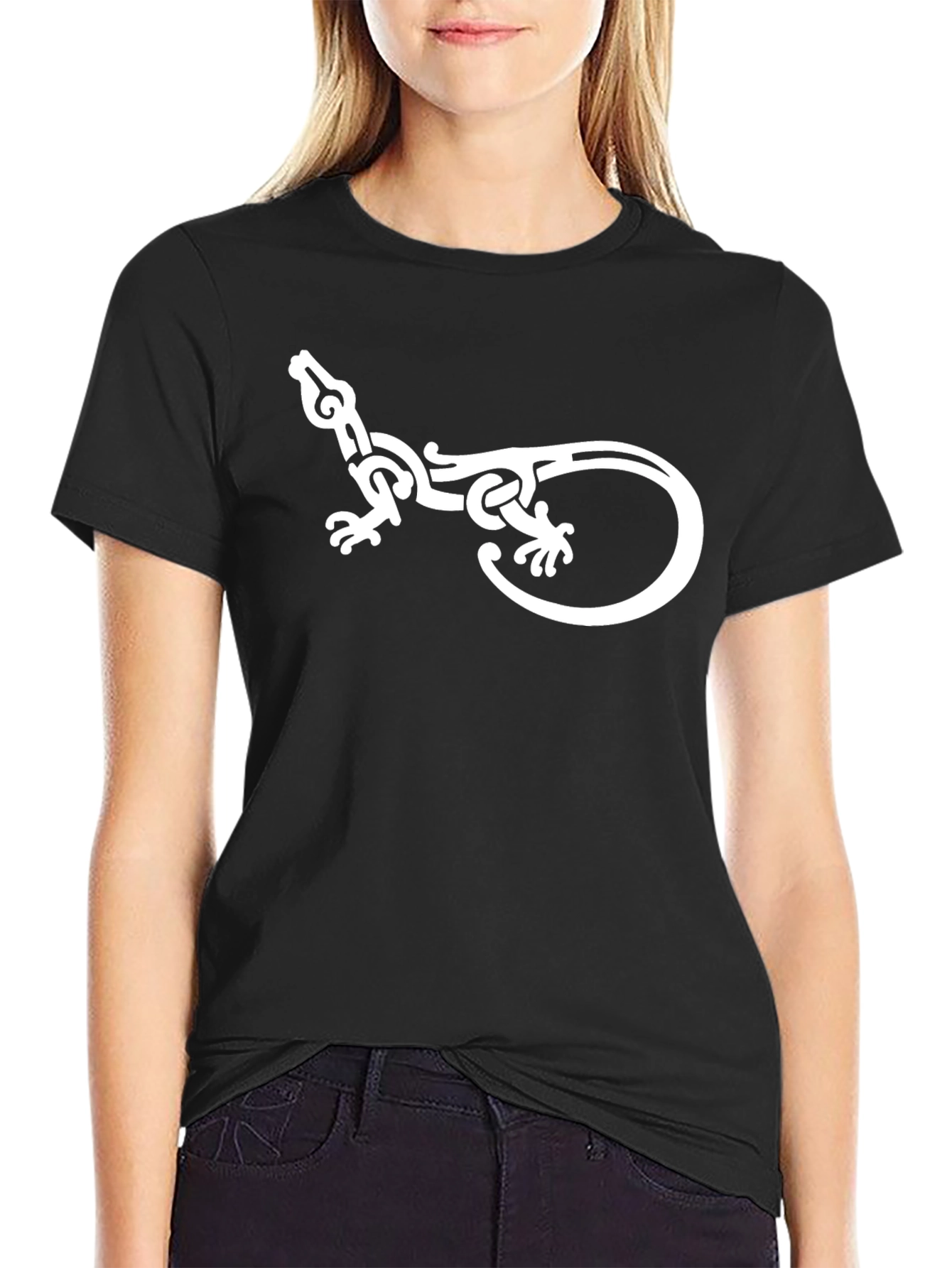Lizard Graphic Tee - Black Crew Neck T-Shirt