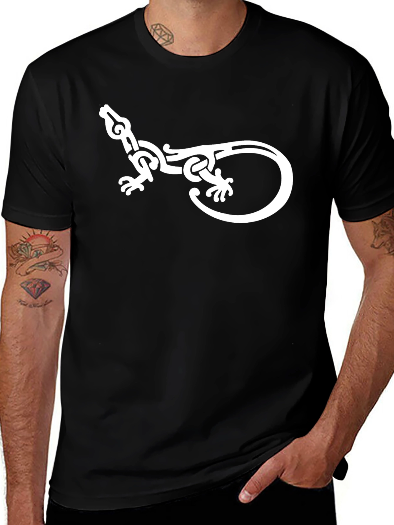 Lizard Graphic Tee - Black Crew Neck T-Shirt