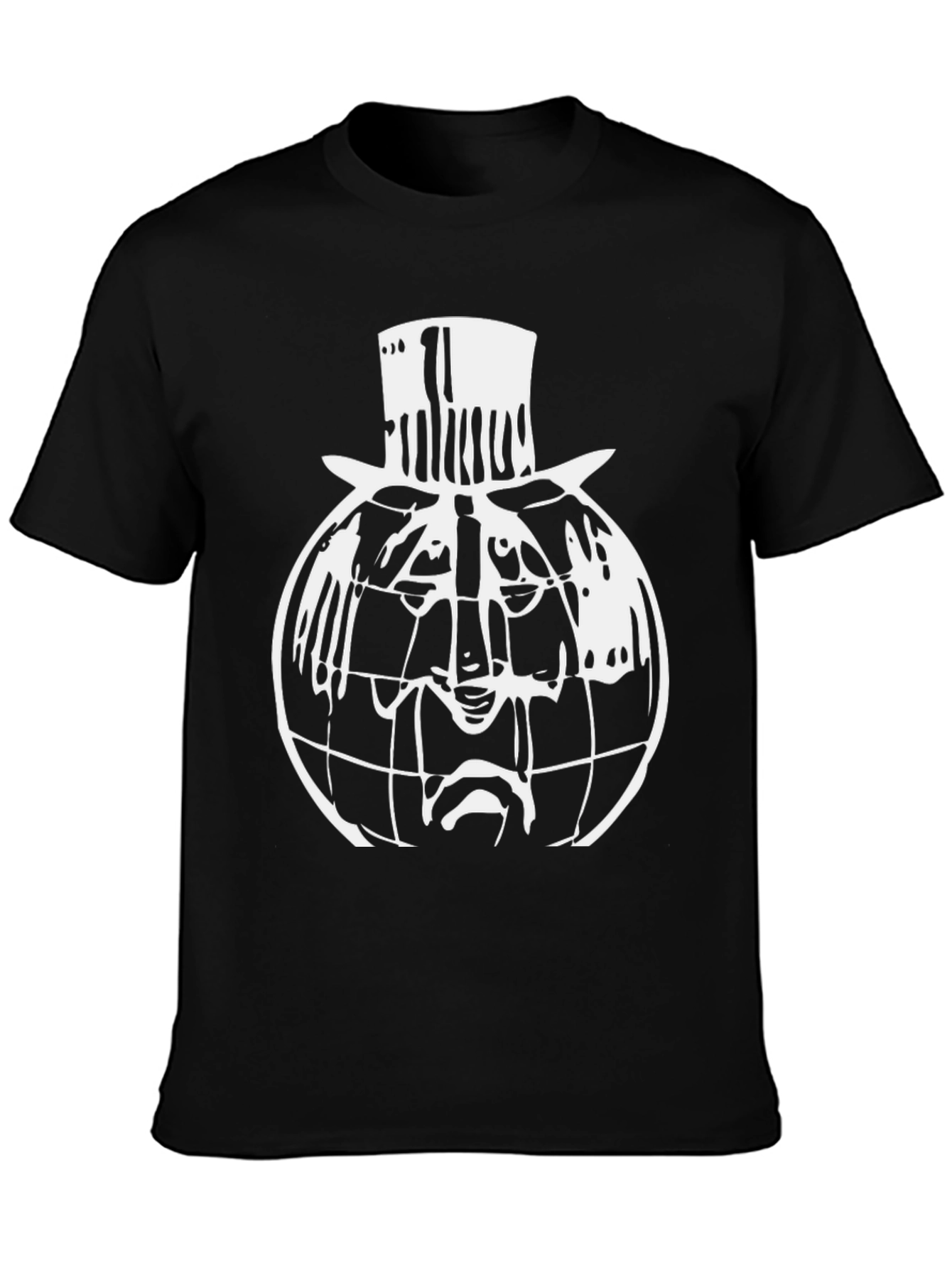 Black T-Shirt with Globe Head Design