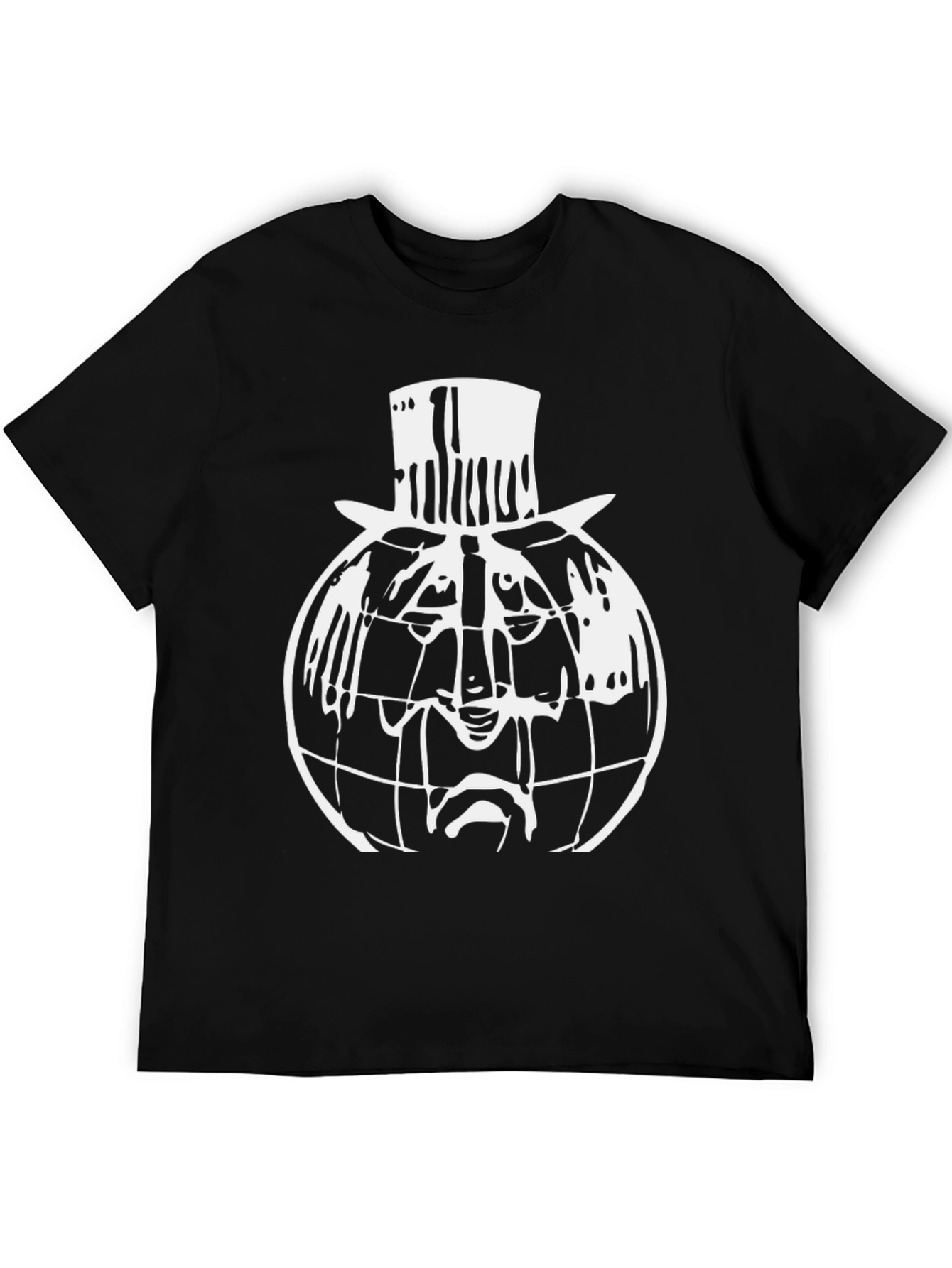 Black T-Shirt with Globe Head Design