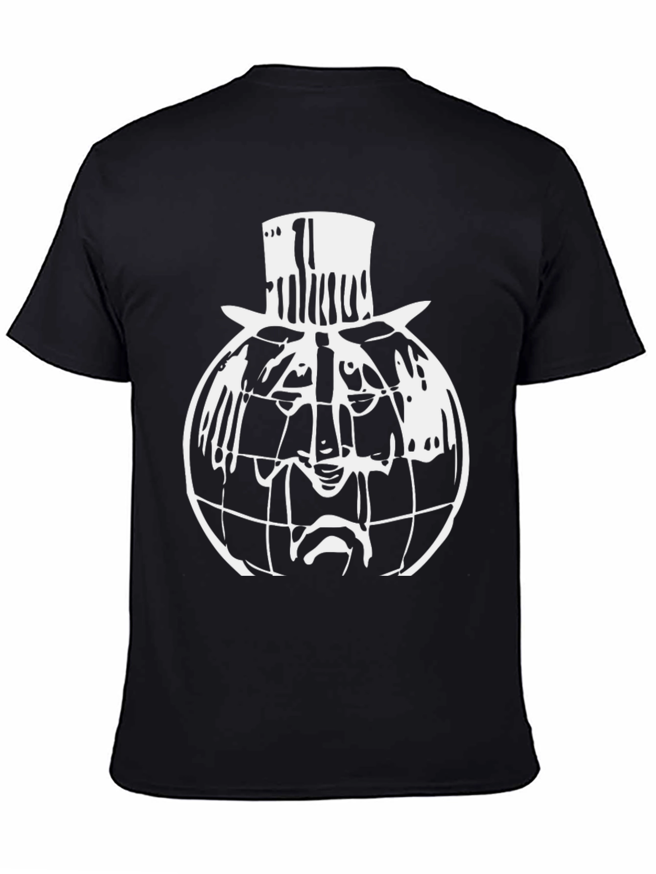 Black T-Shirt with Globe Head Design