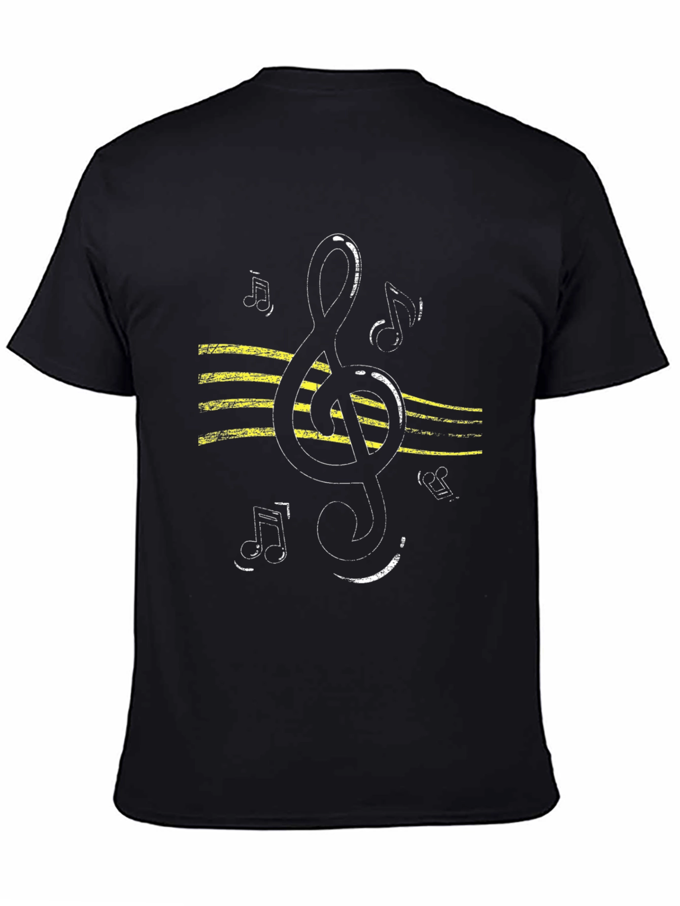 Musical Treble Clef Graphic T-Shirt - Black Cotton Tee