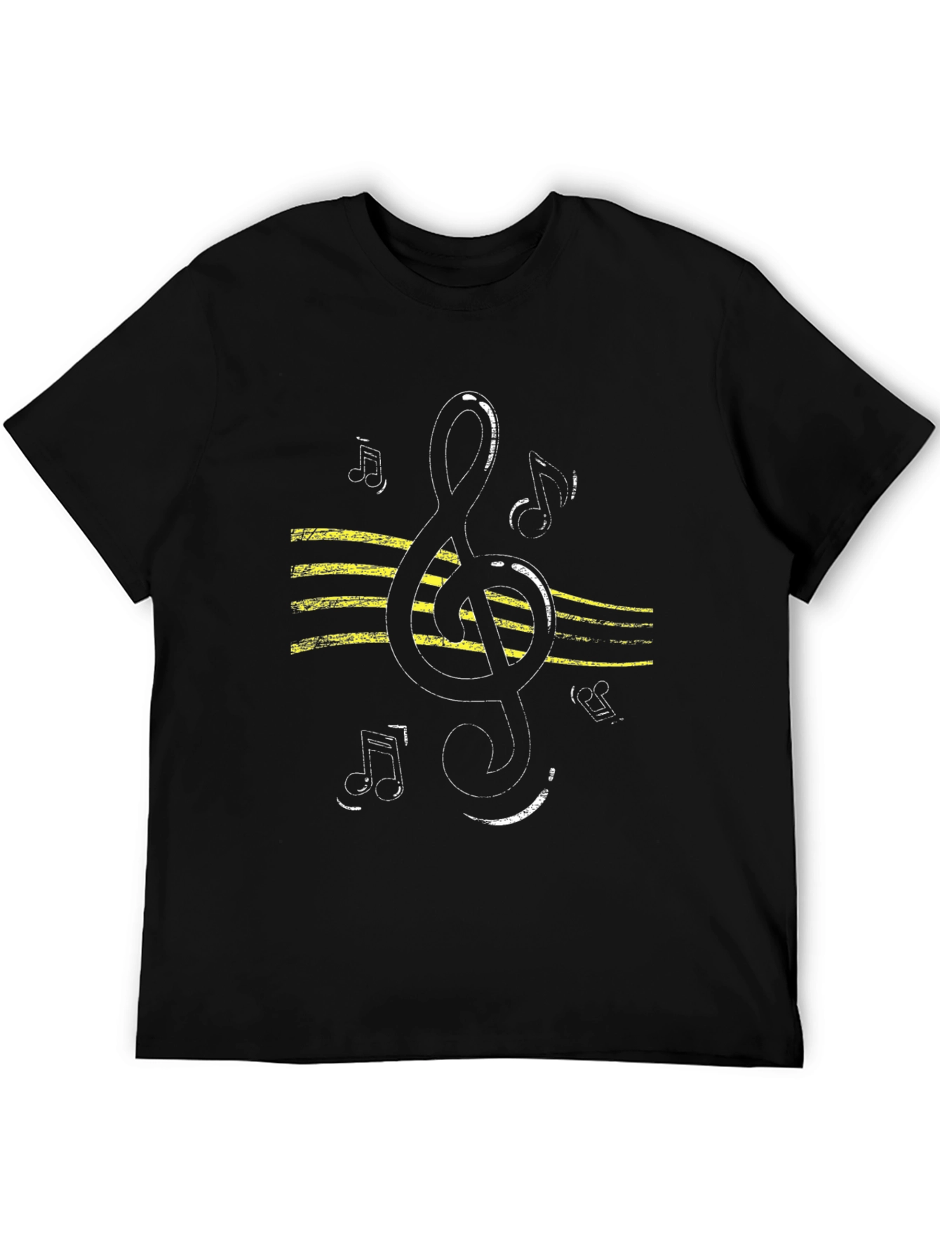 Musical Treble Clef Graphic T-Shirt - Black Cotton Tee