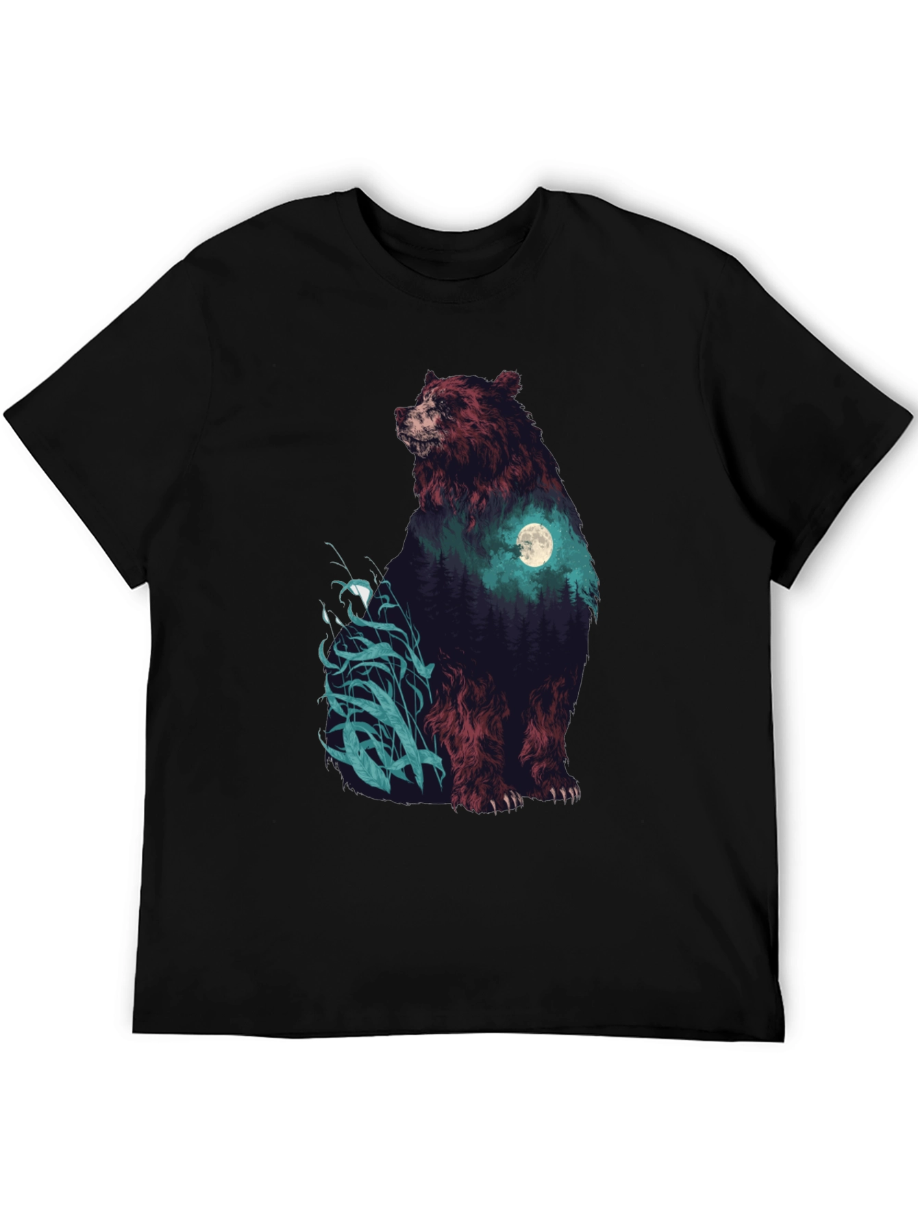 Bear Forest Moon Graphic T-Shirt