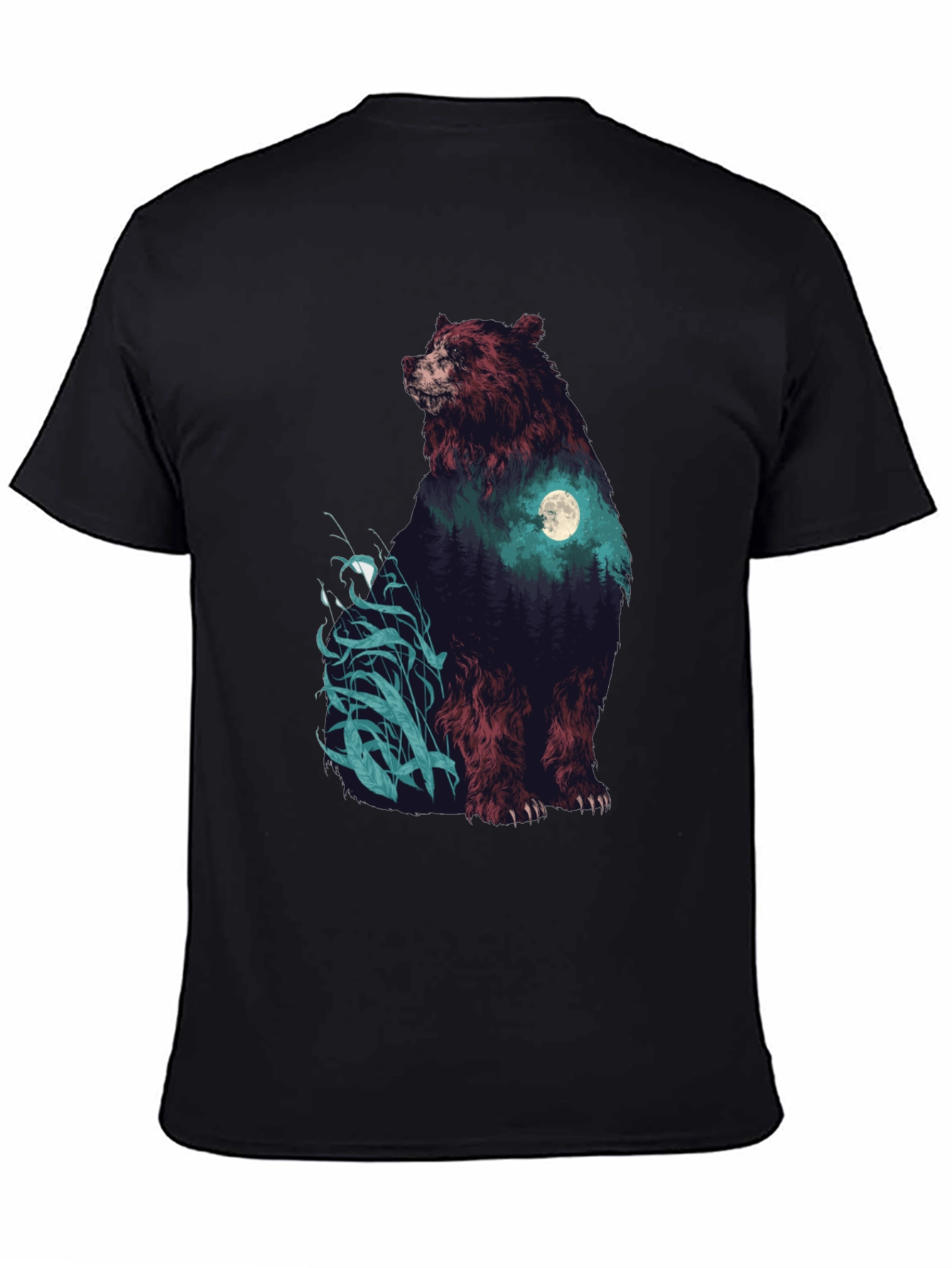 Bear Forest Moon Graphic T-Shirt