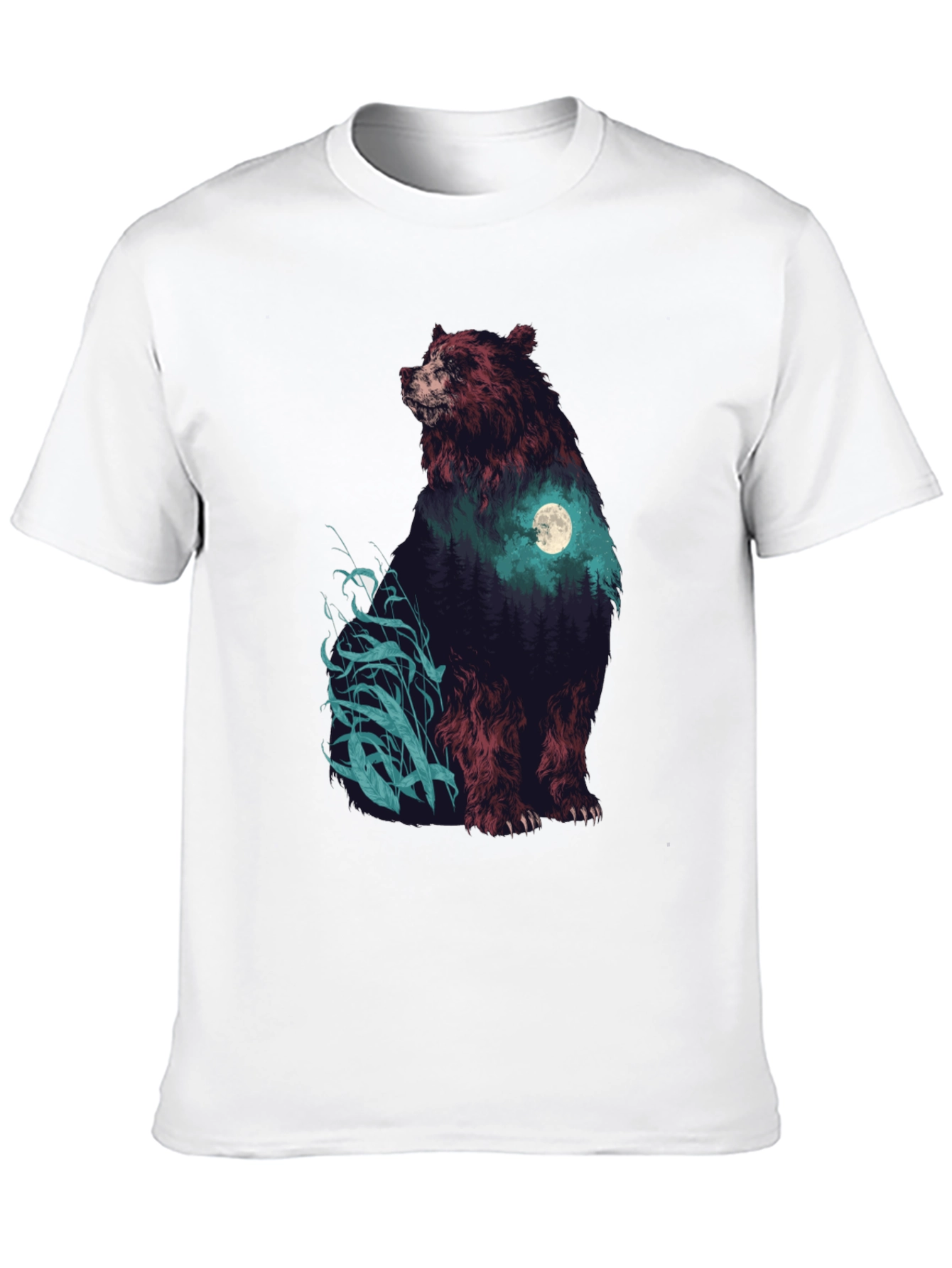Bear Forest Moon Graphic T-Shirt