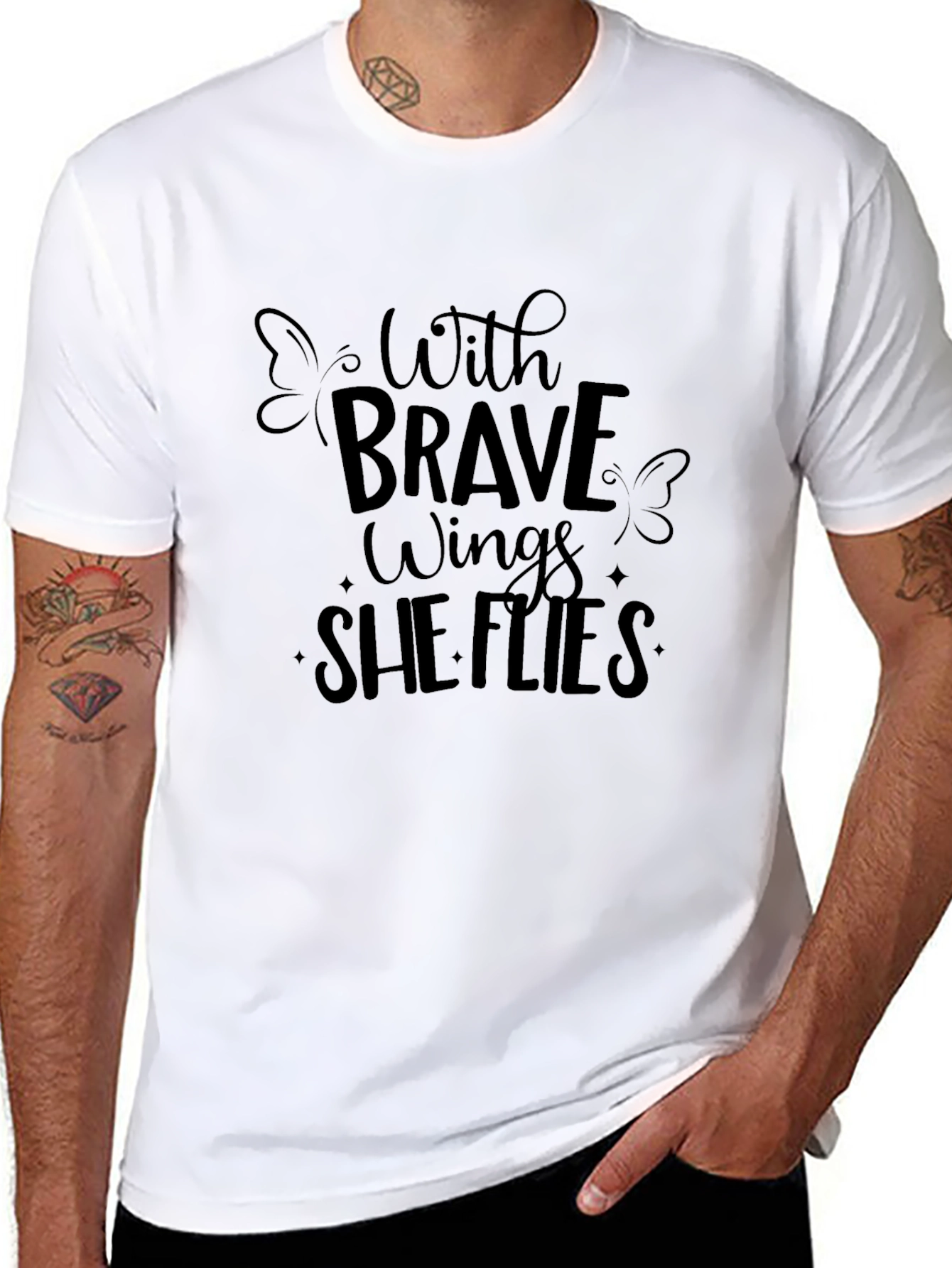 Brave Wings Graphic Tee - Motivational Womens T-Shirt