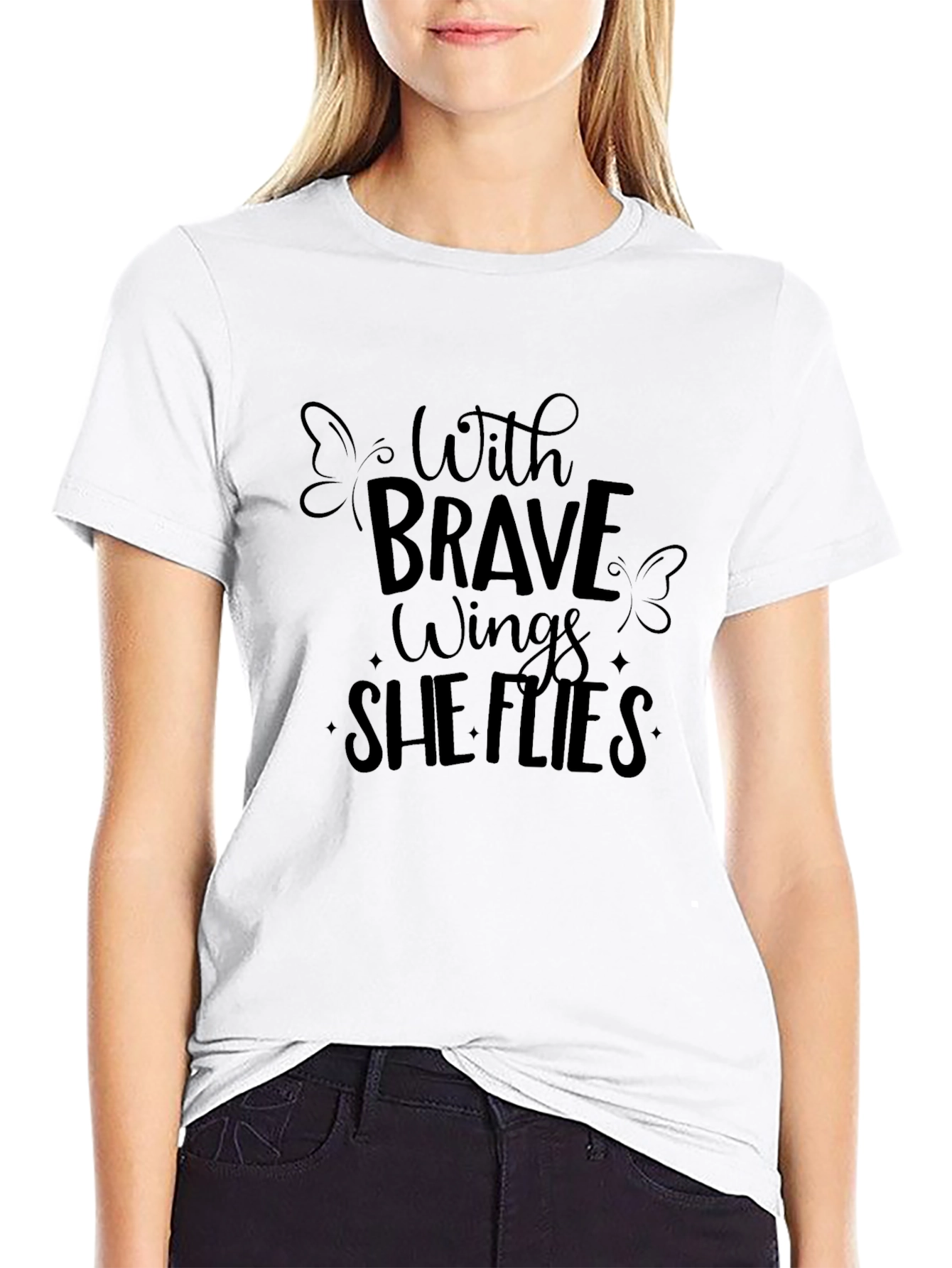 Brave Wings Graphic Tee - Motivational Womens T-Shirt