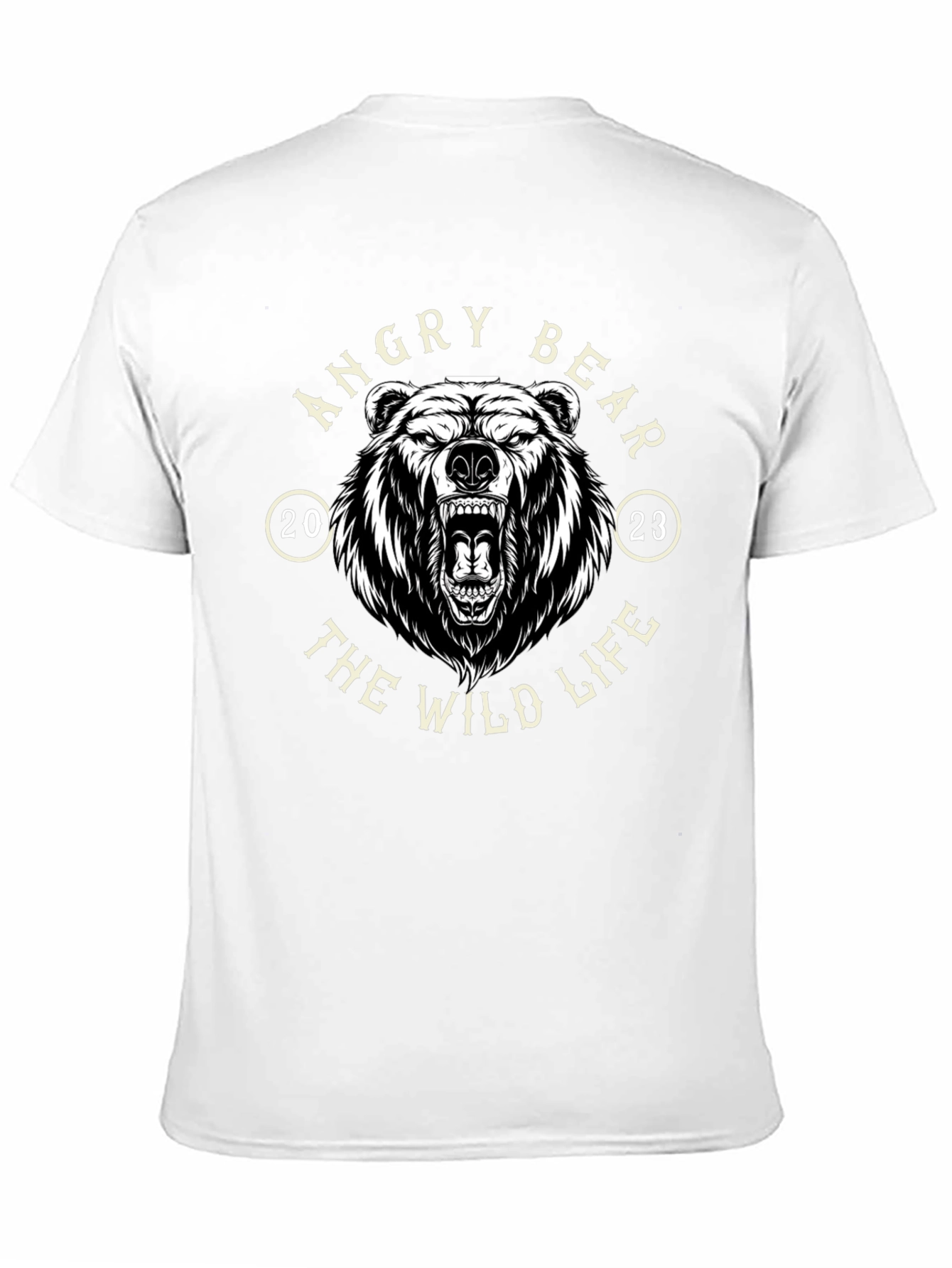 Angry Bear Wild Life Black Graphic T-Shirt