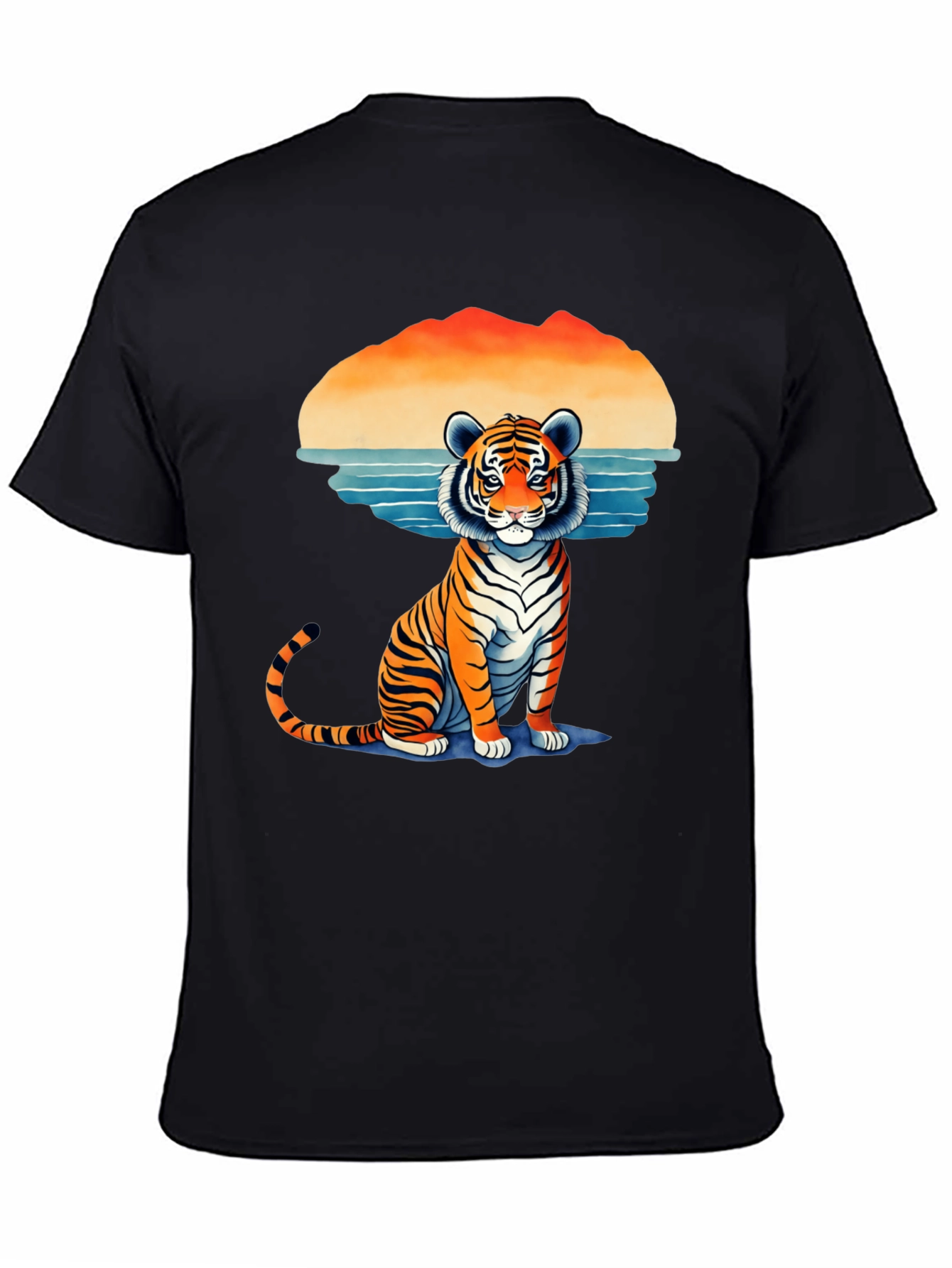 Tiger Graphic Tee - Retro Sunset Design