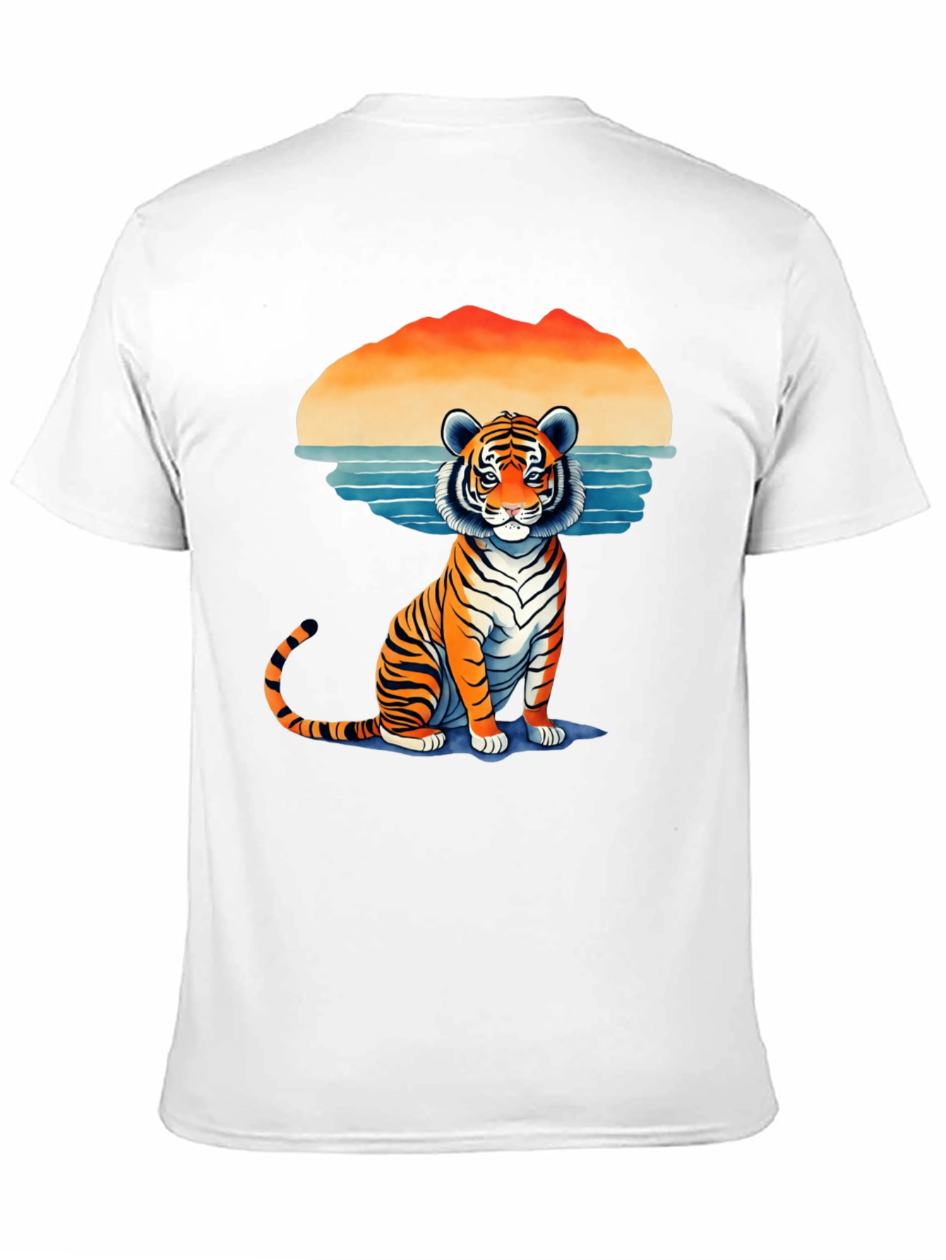 Tiger Graphic Tee - Retro Sunset Design