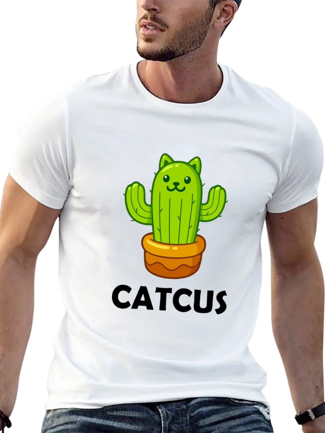 Cute Catcus Graphic Tee - Black T-Shirt
