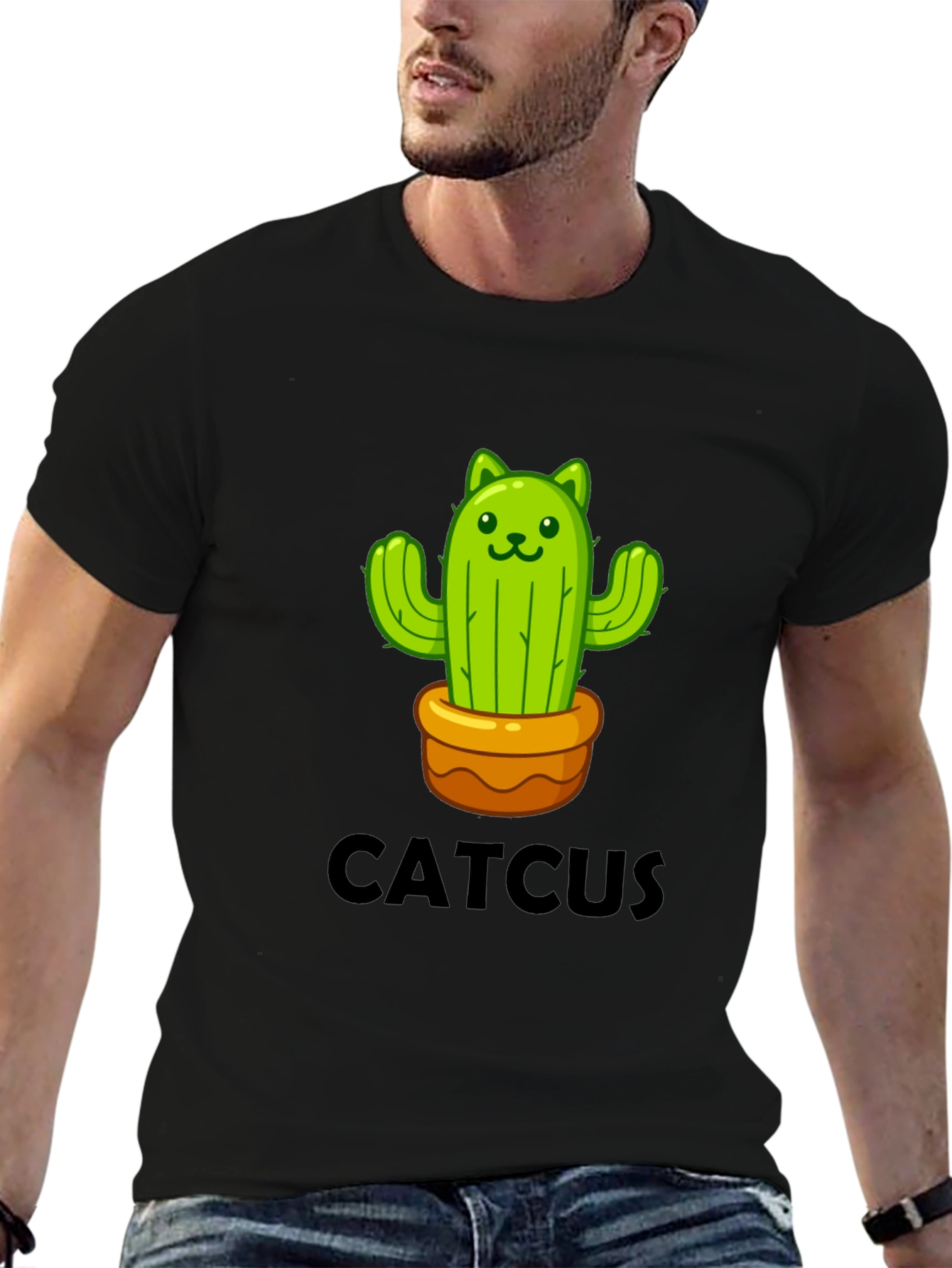 Cute Catcus Graphic Tee - Black T-Shirt