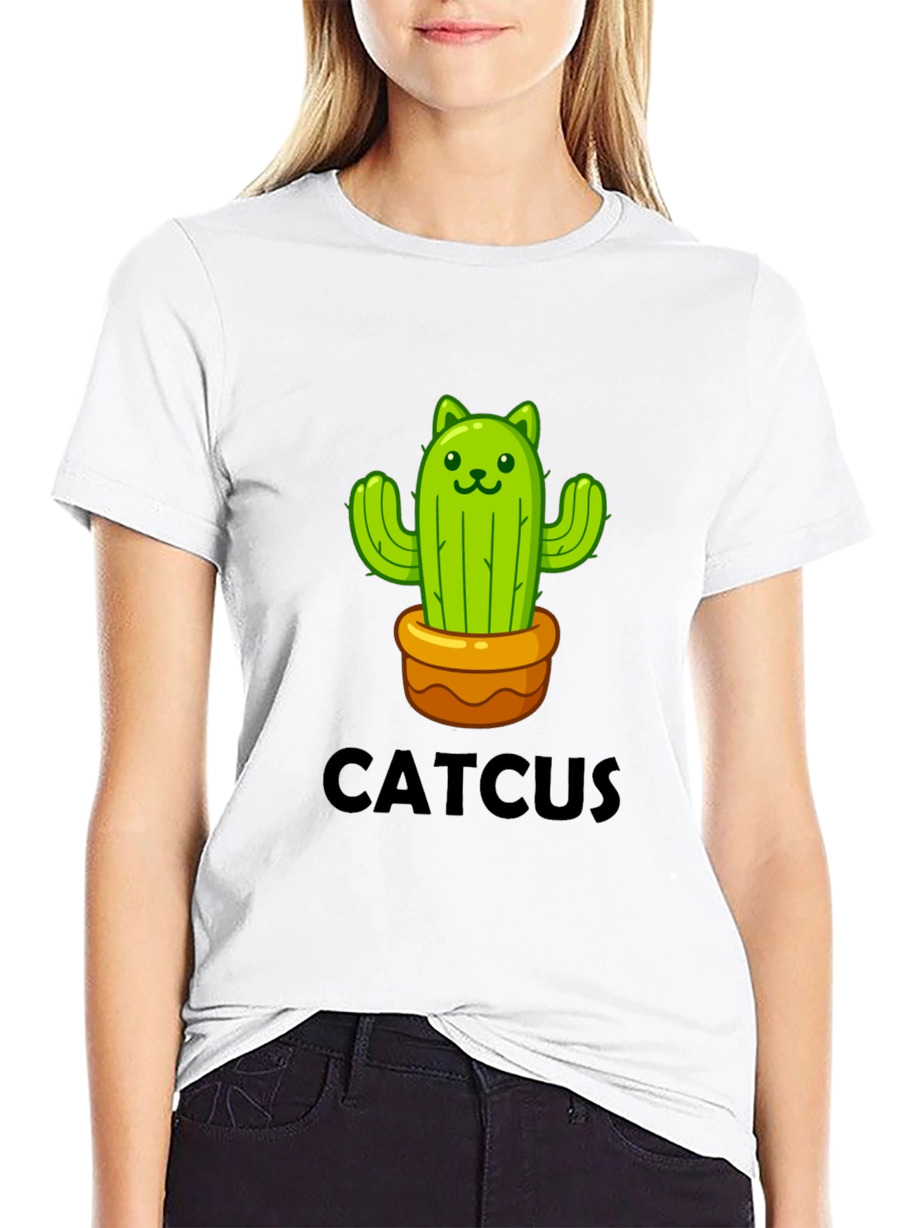 Cute Catcus Graphic Tee - Black T-Shirt