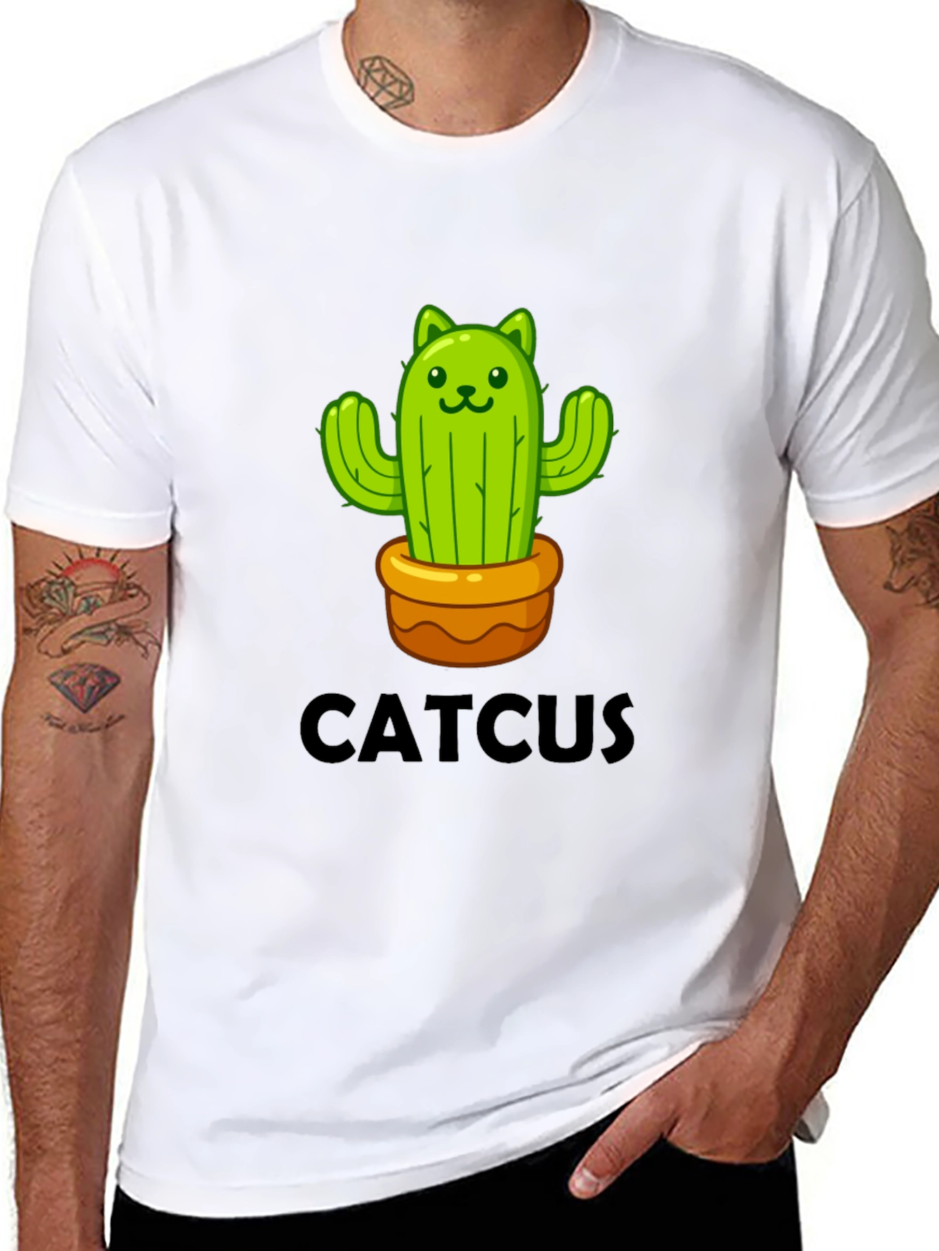 Cute Catcus Graphic Tee - Black T-Shirt