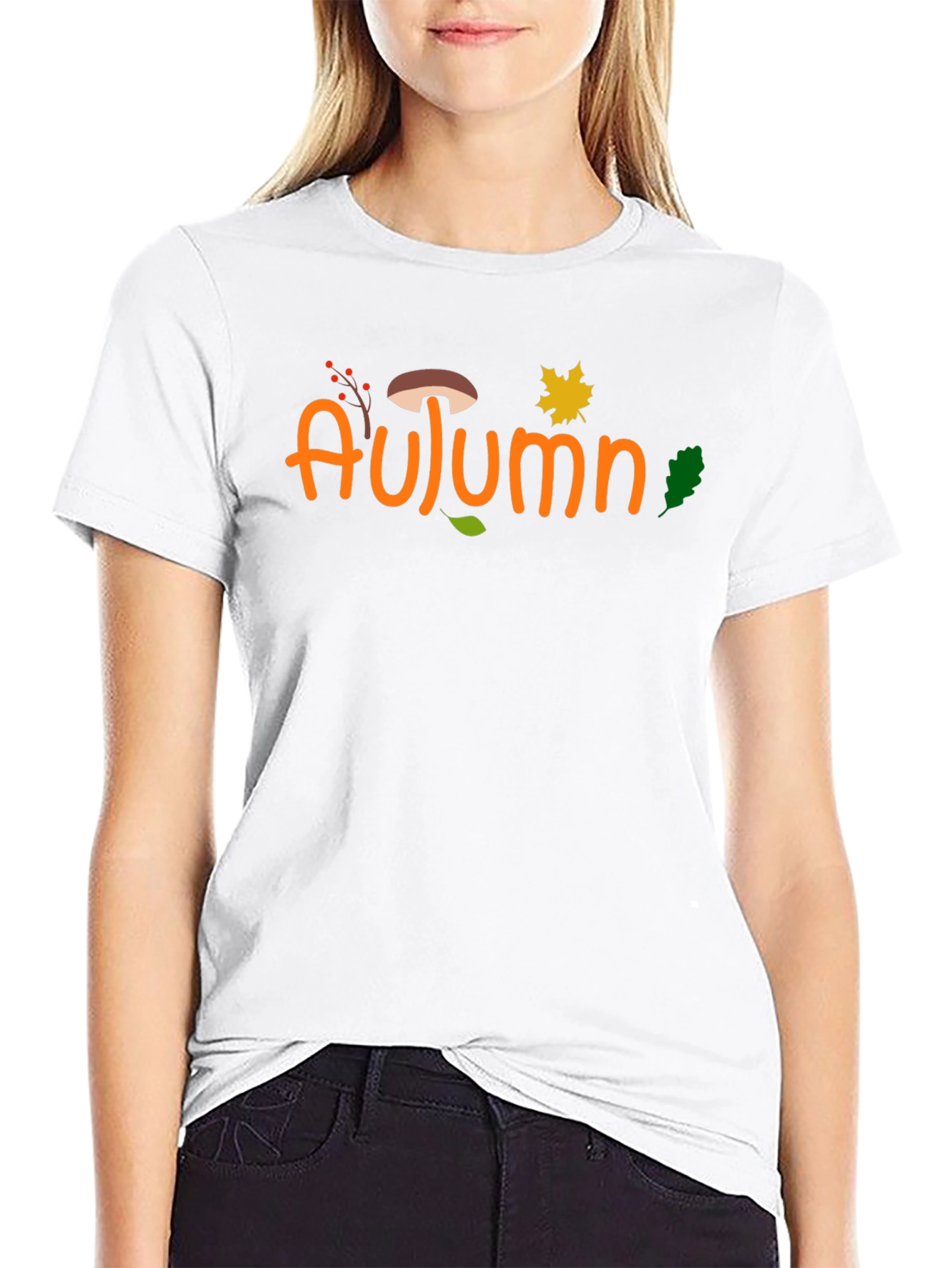 Autumn Graphic Print Black T-Shirt