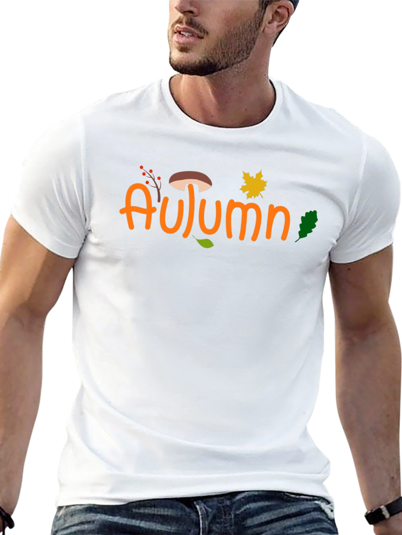 Autumn Graphic Print Black T-Shirt