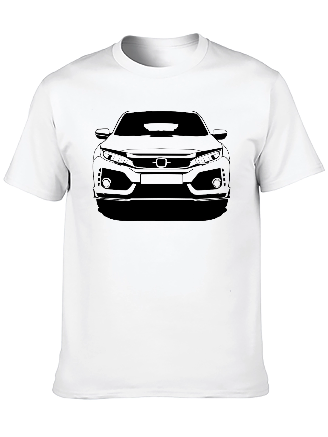 Car Outline Graphic Tee - Black Cotton T-Shirt