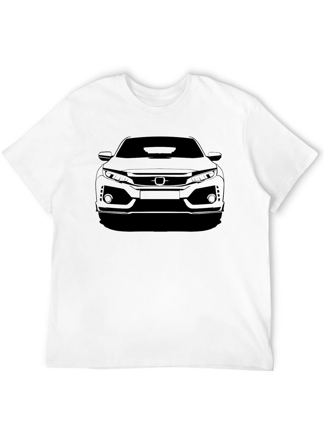 Car Outline Graphic Tee - Black Cotton T-Shirt