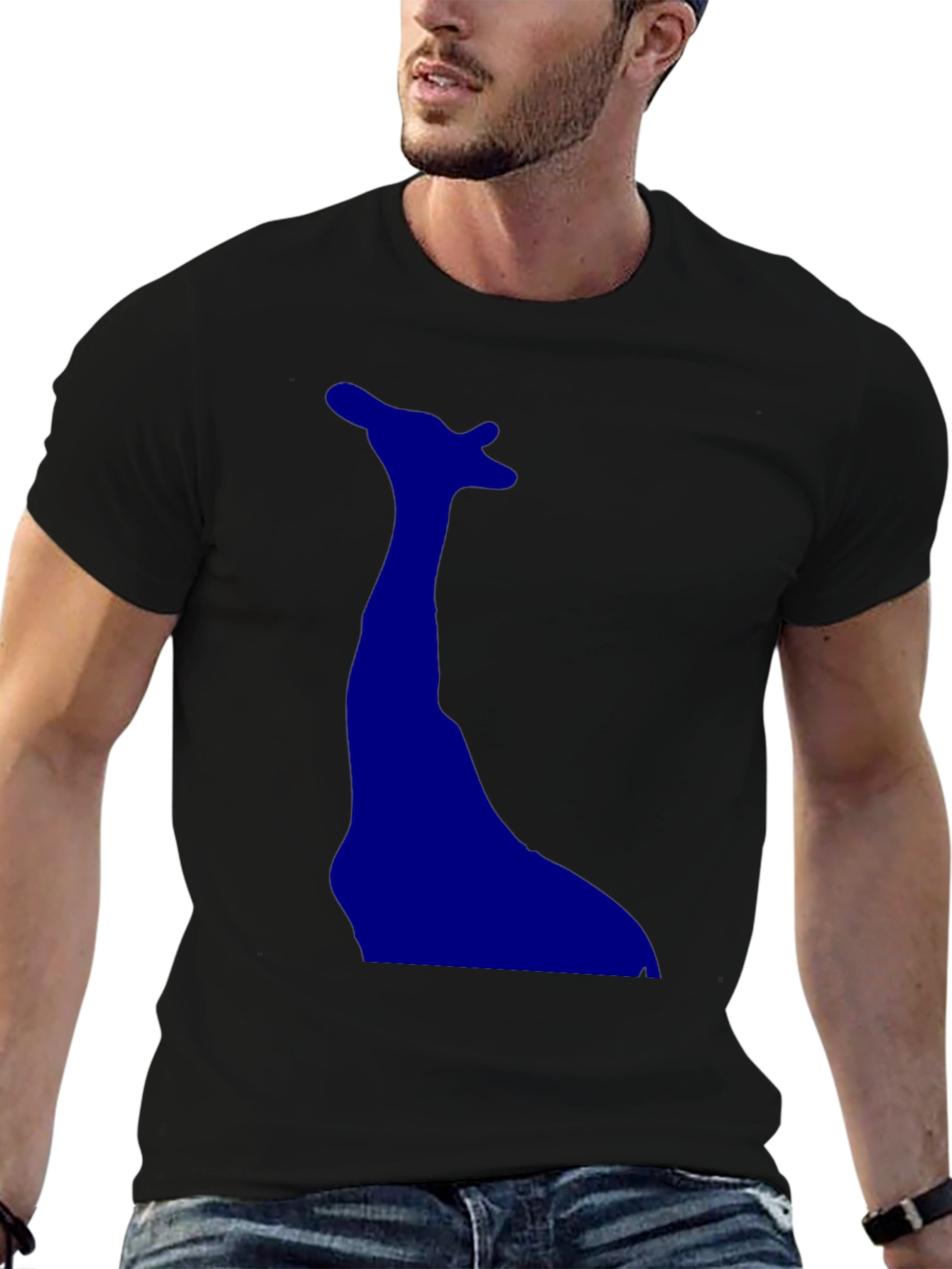 Giraffe Silhouette Graphic Tee - Black Cotton T-Shirt