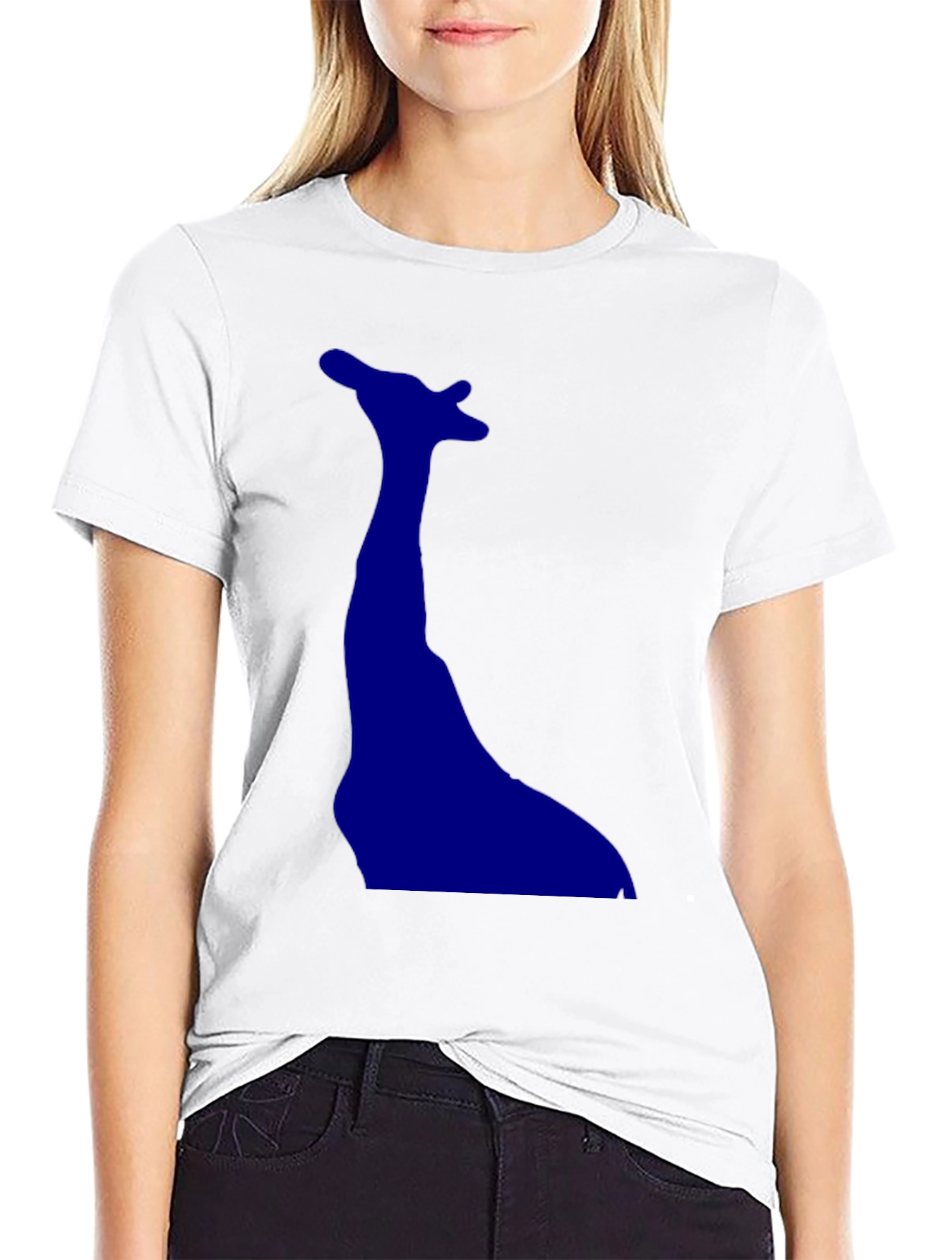Giraffe Silhouette Graphic Tee - Black Cotton T-Shirt