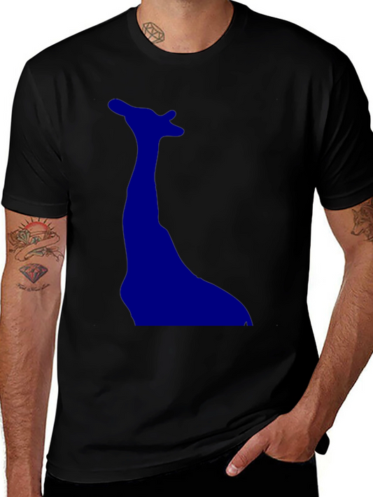 Giraffe Silhouette Graphic Tee - Black Cotton T-Shirt
