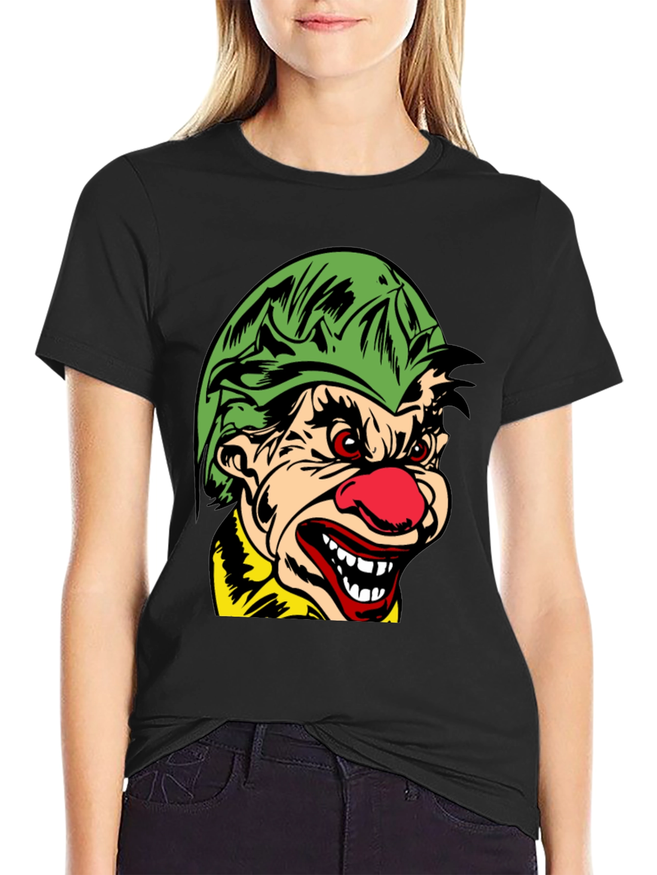 Creepy Clown Graphic T-Shirt - Black Cotton Tee