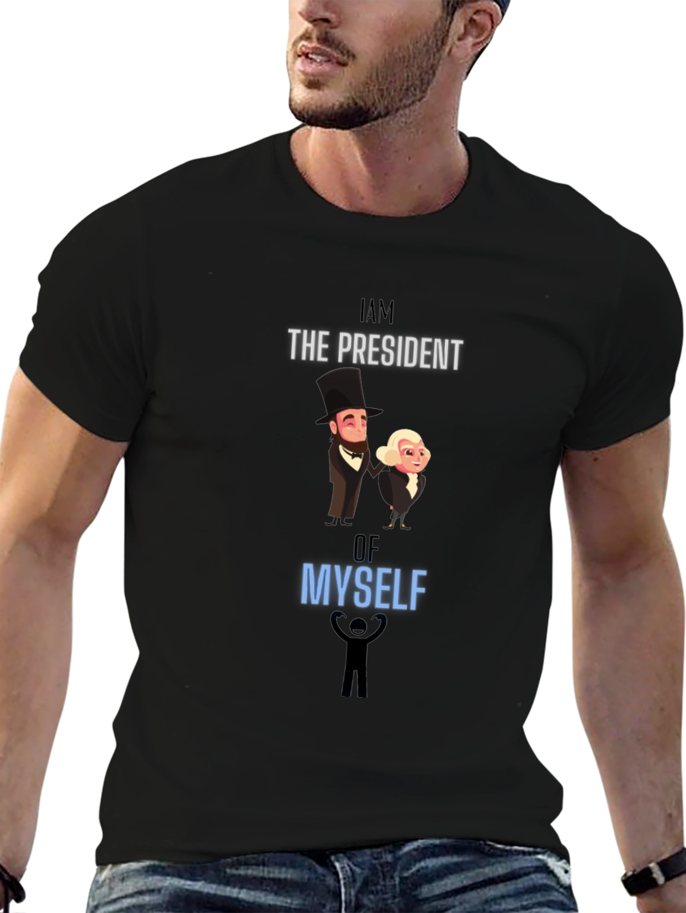 President Myself Graphic Tee - Black Cotton Blend T-Shirt