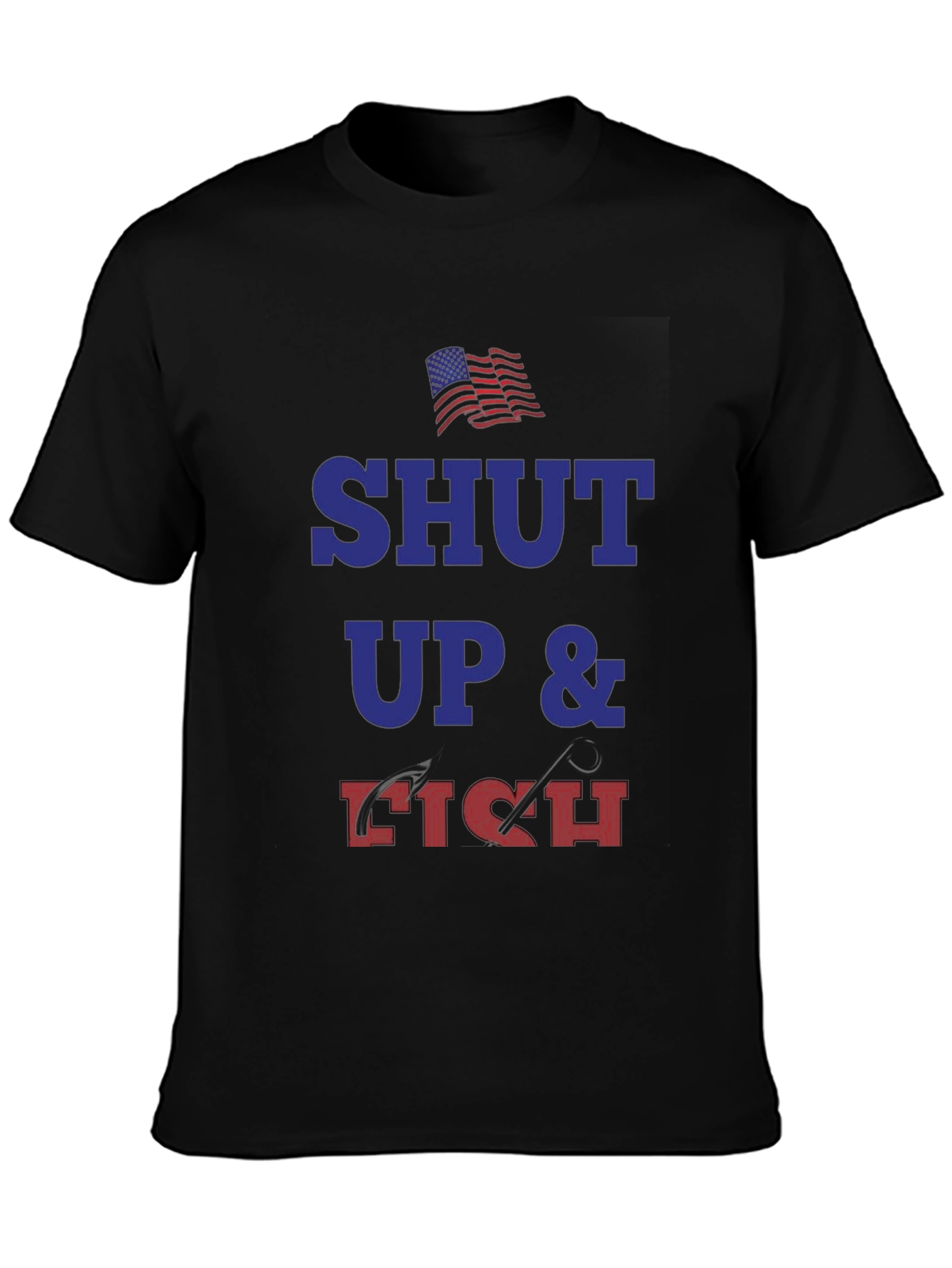 Shut Up & Fish Graphic T-Shirt - Patriotic Design