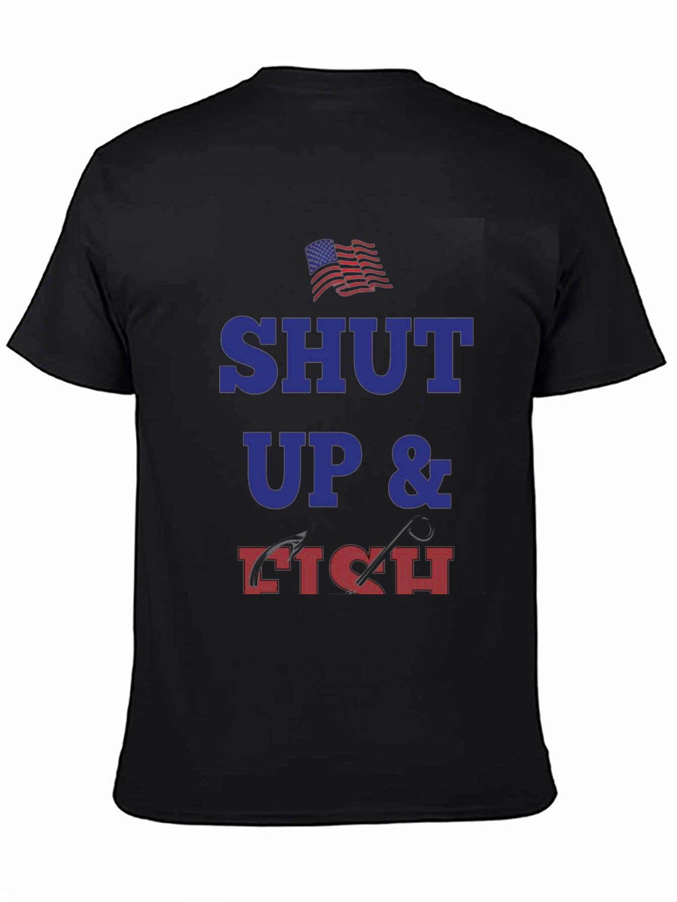 Shut Up & Fish Graphic T-Shirt - Patriotic Design