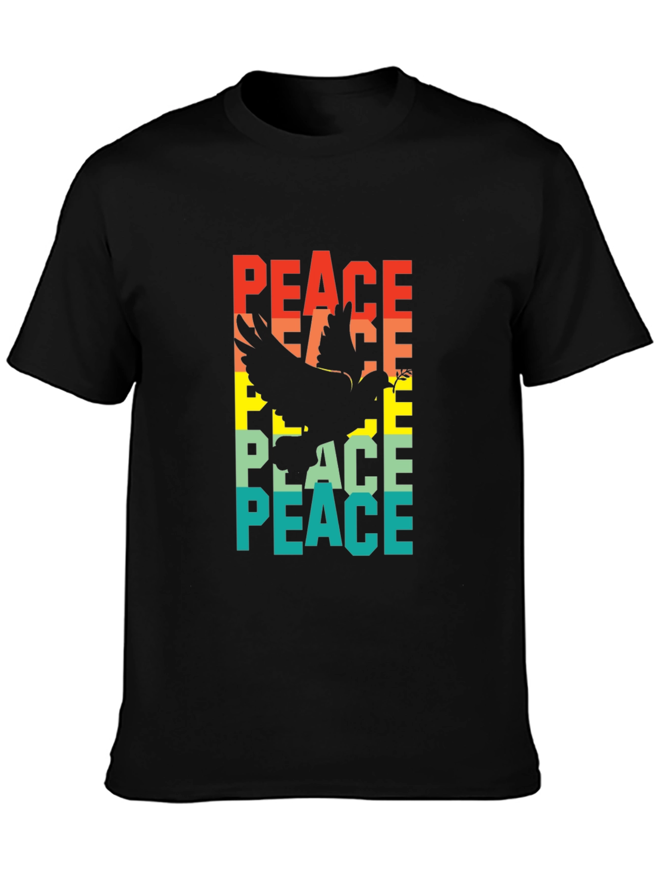 Peace Dove Graphic Tee - Retro Style Black T-Shirt