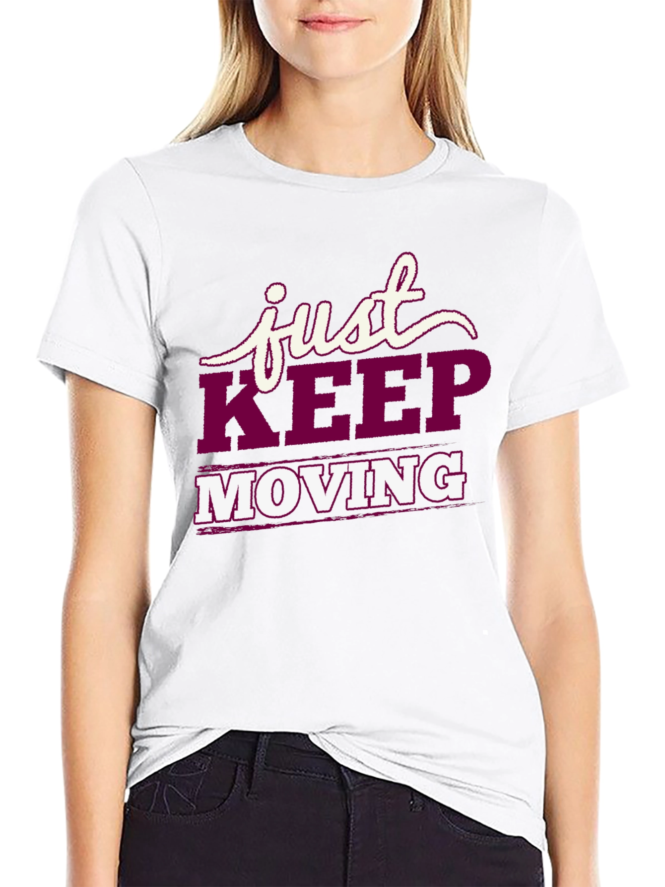 Just Keep Moving Graphic Tee - Black